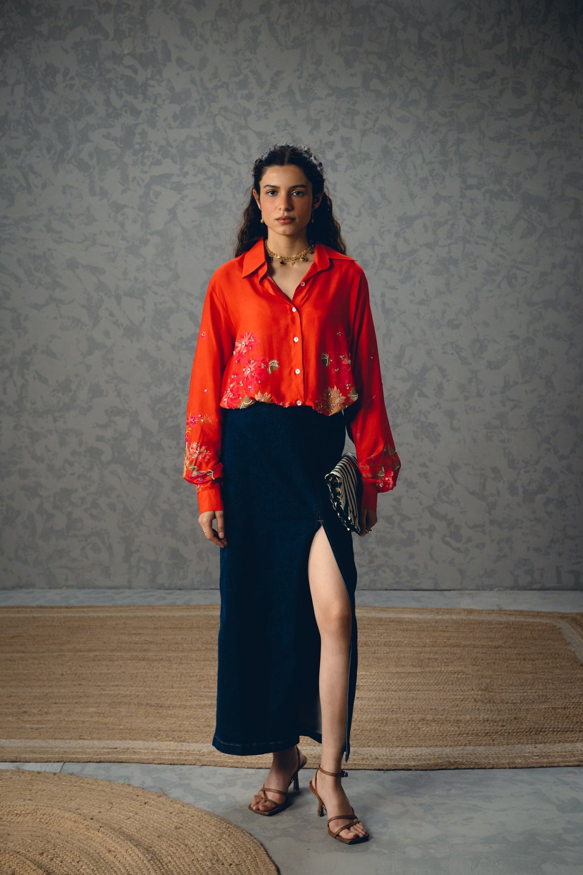 jade shirt in orange, image 1
