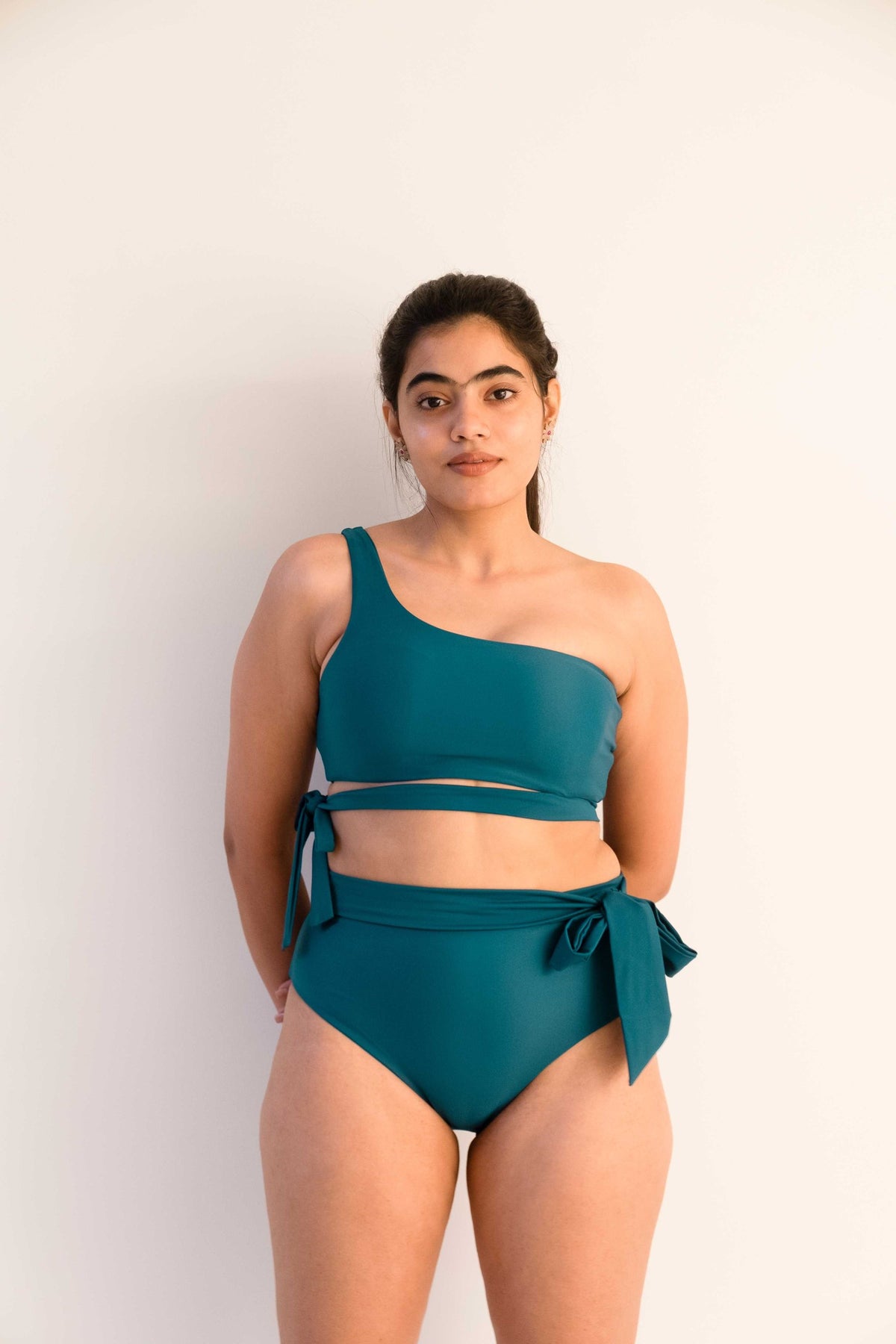 midi tie-up bottom in teal, image 1