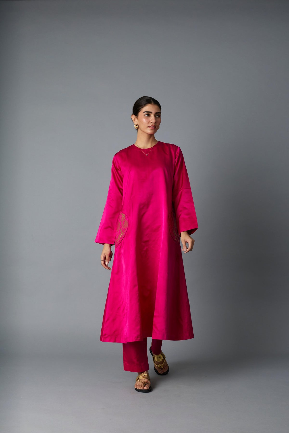 geet silk kurta set in pink, image 1