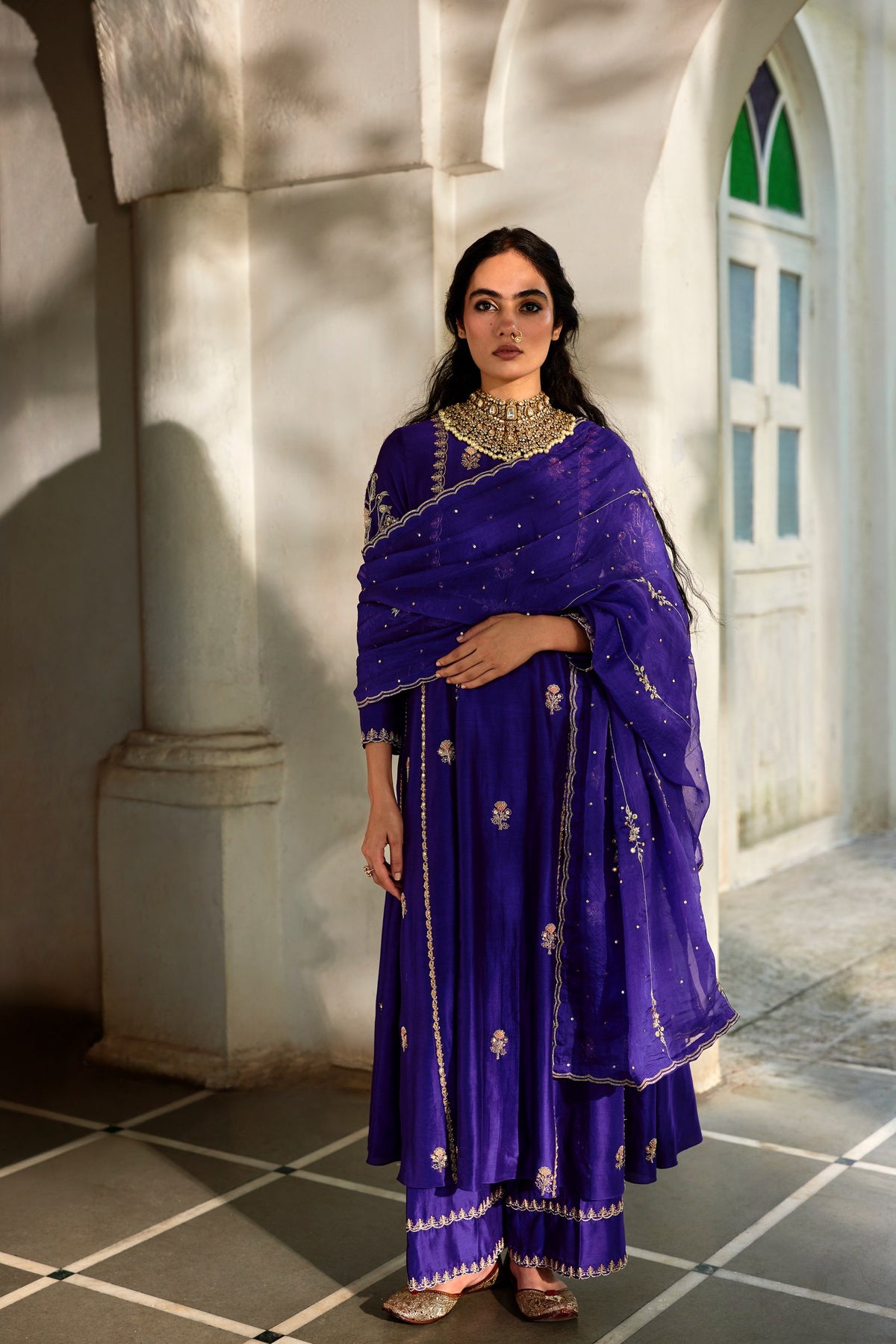 grape jelly chiniya anarkali set, image 1