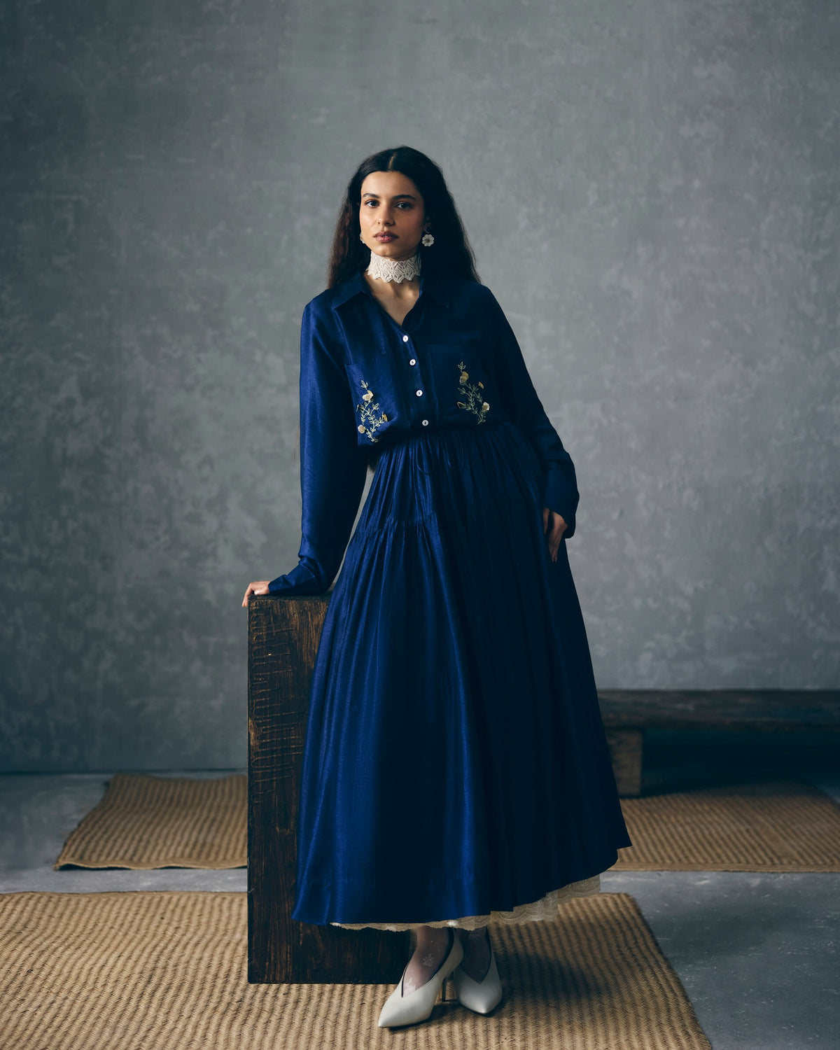 elina dress in navy blue, image 1