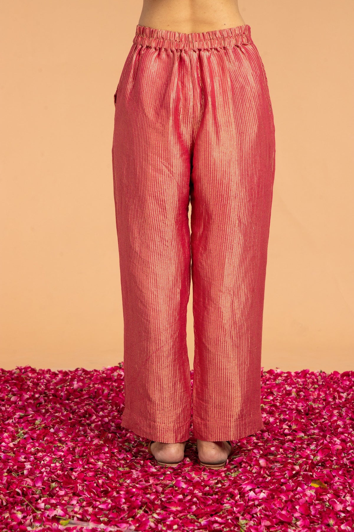 zari stripes pants in coral, image 2