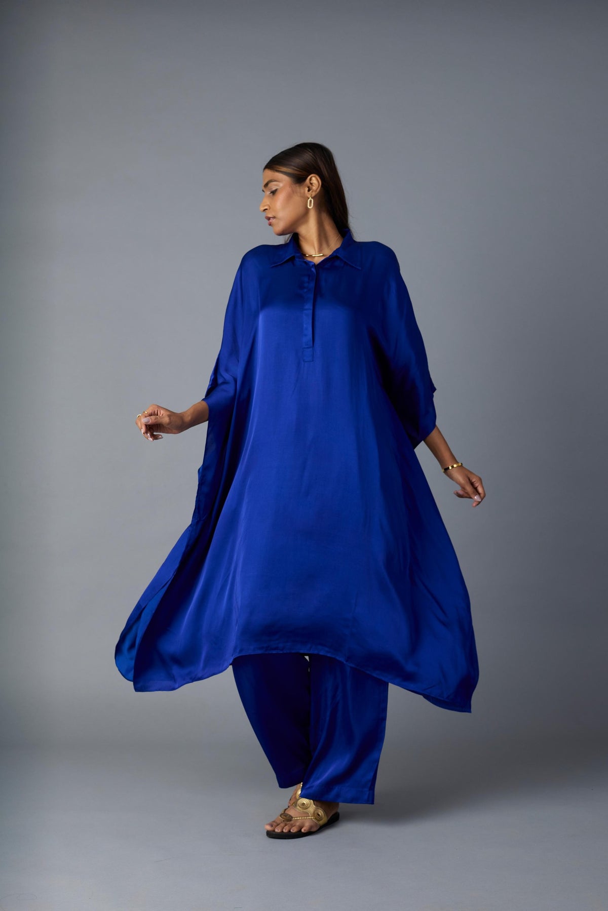 chandni kaftan set in royal blue, image 2