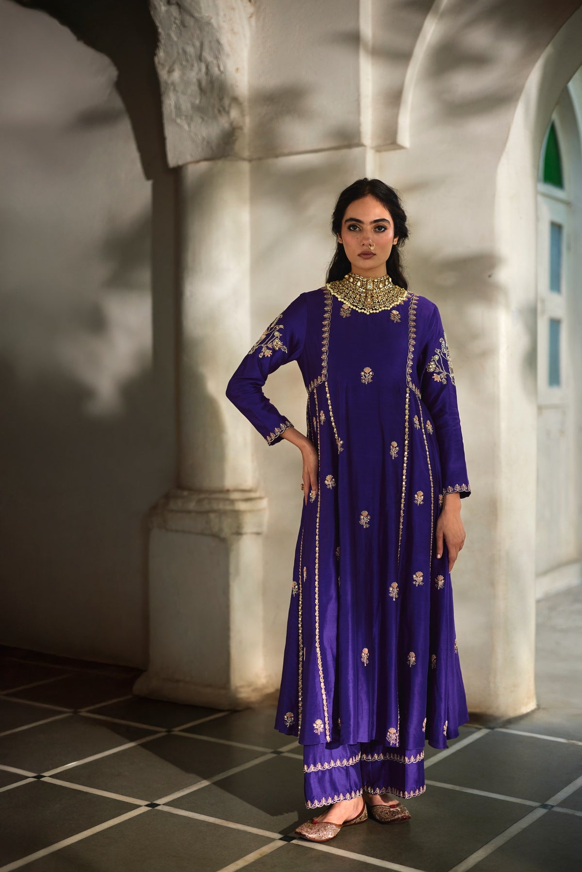 grape jelly chiniya anarkali set, image 2
