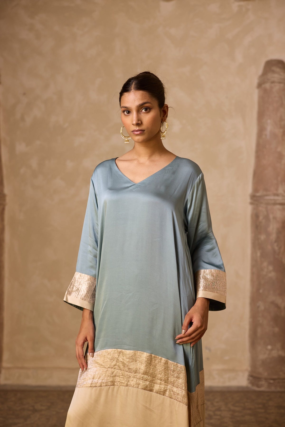 heena kaftan set in powder blue, image 2