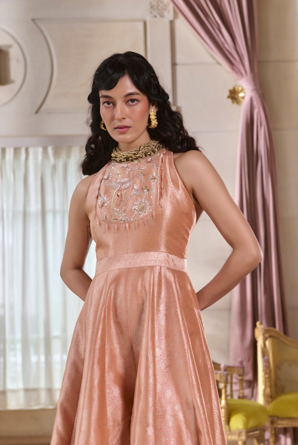 rose bud jacquard jumpsuit, image 3