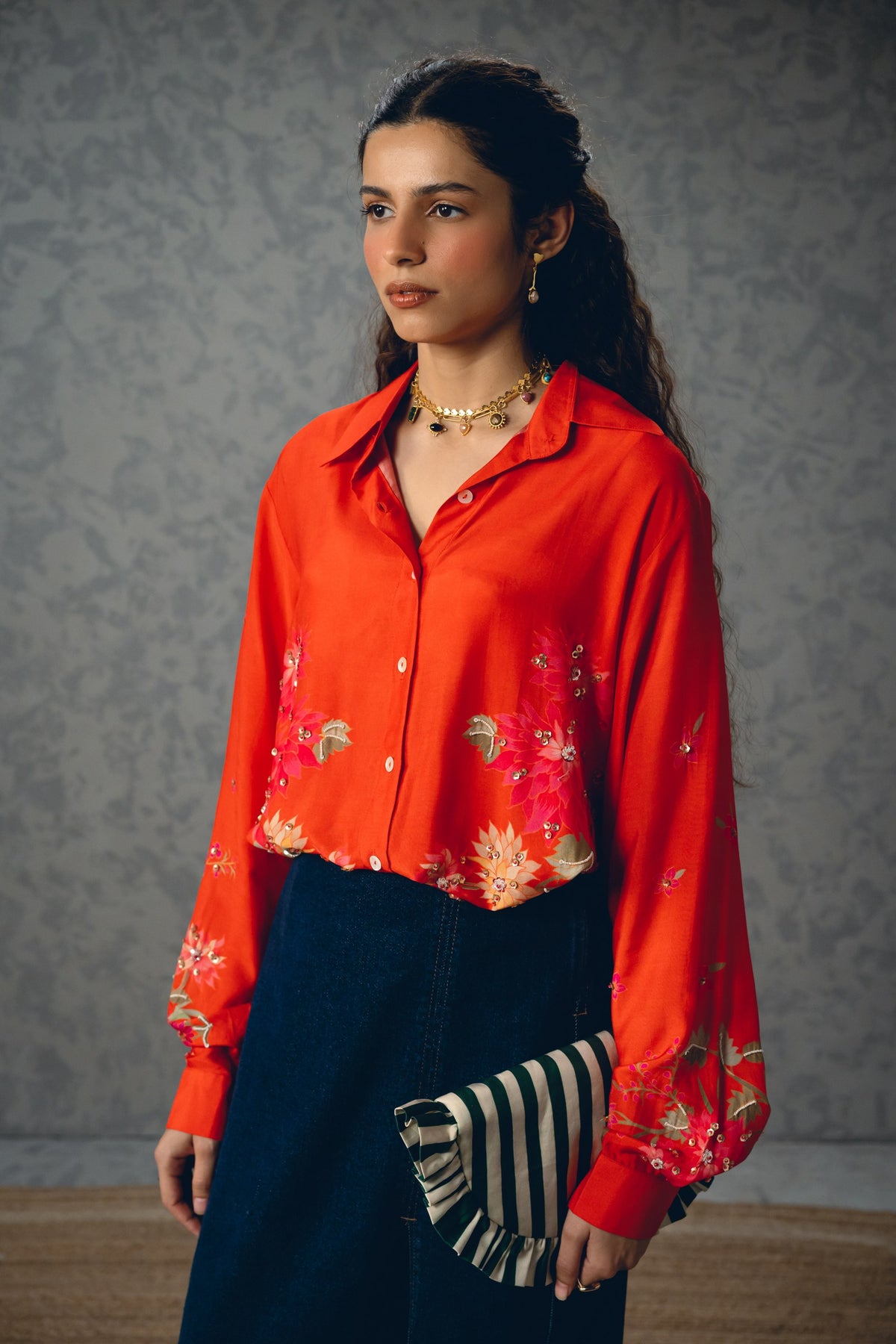 jade shirt in orange, image 3