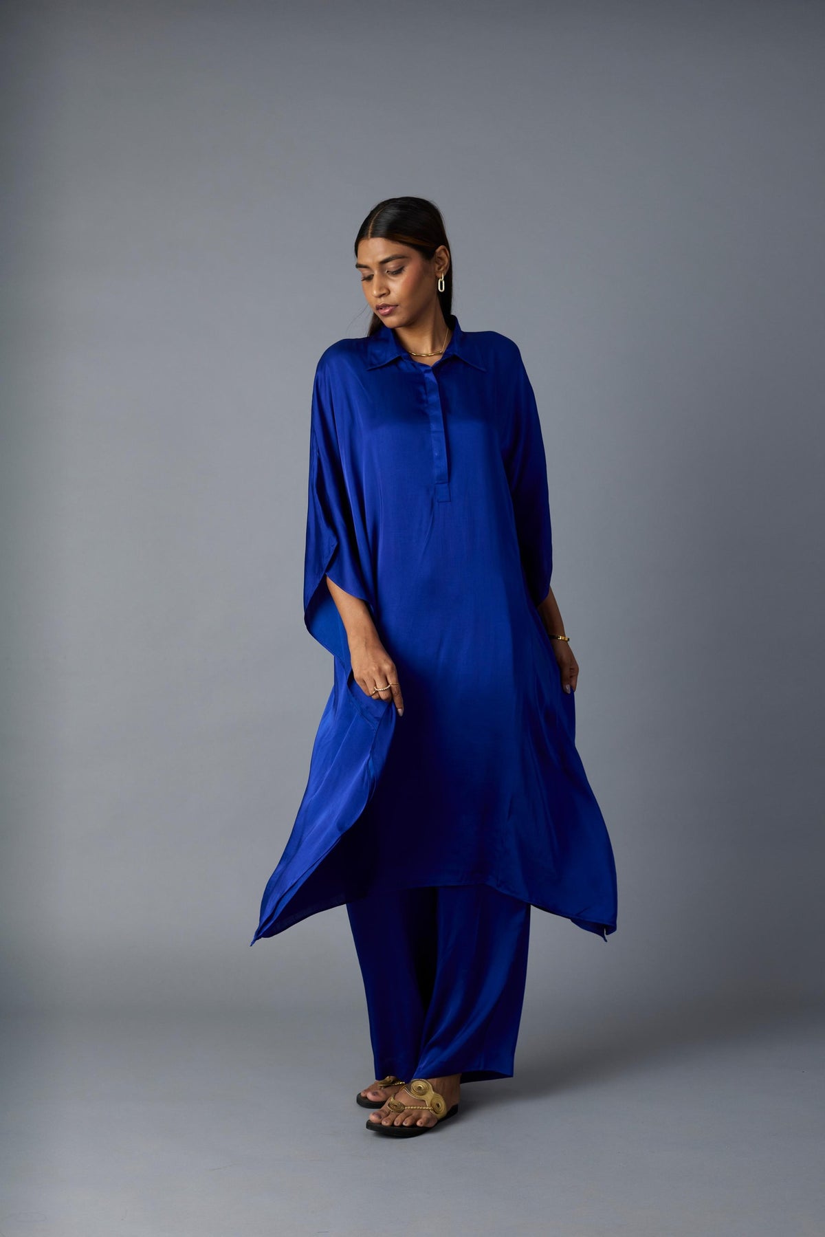 chandni kaftan set in royal blue, image 3