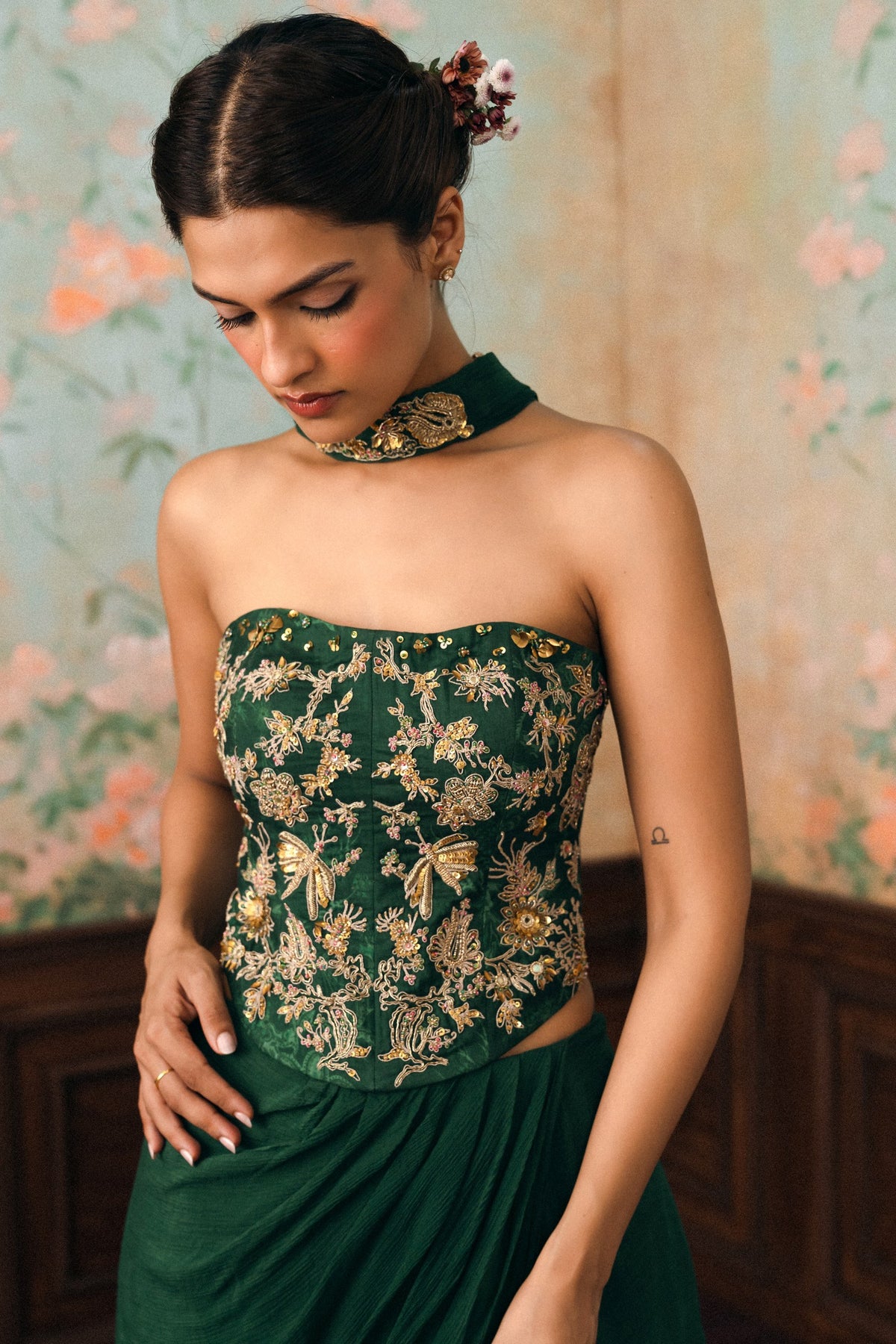 lilia corset set in forest green, image 3