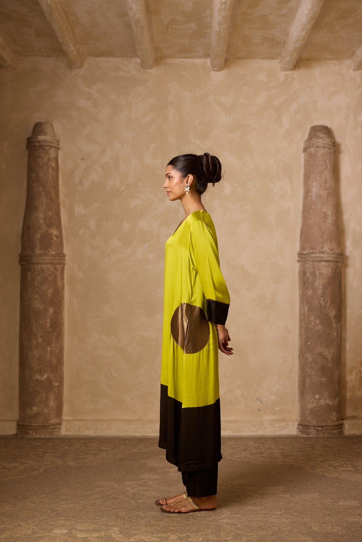pocket heena kaftan set in lime, image 4