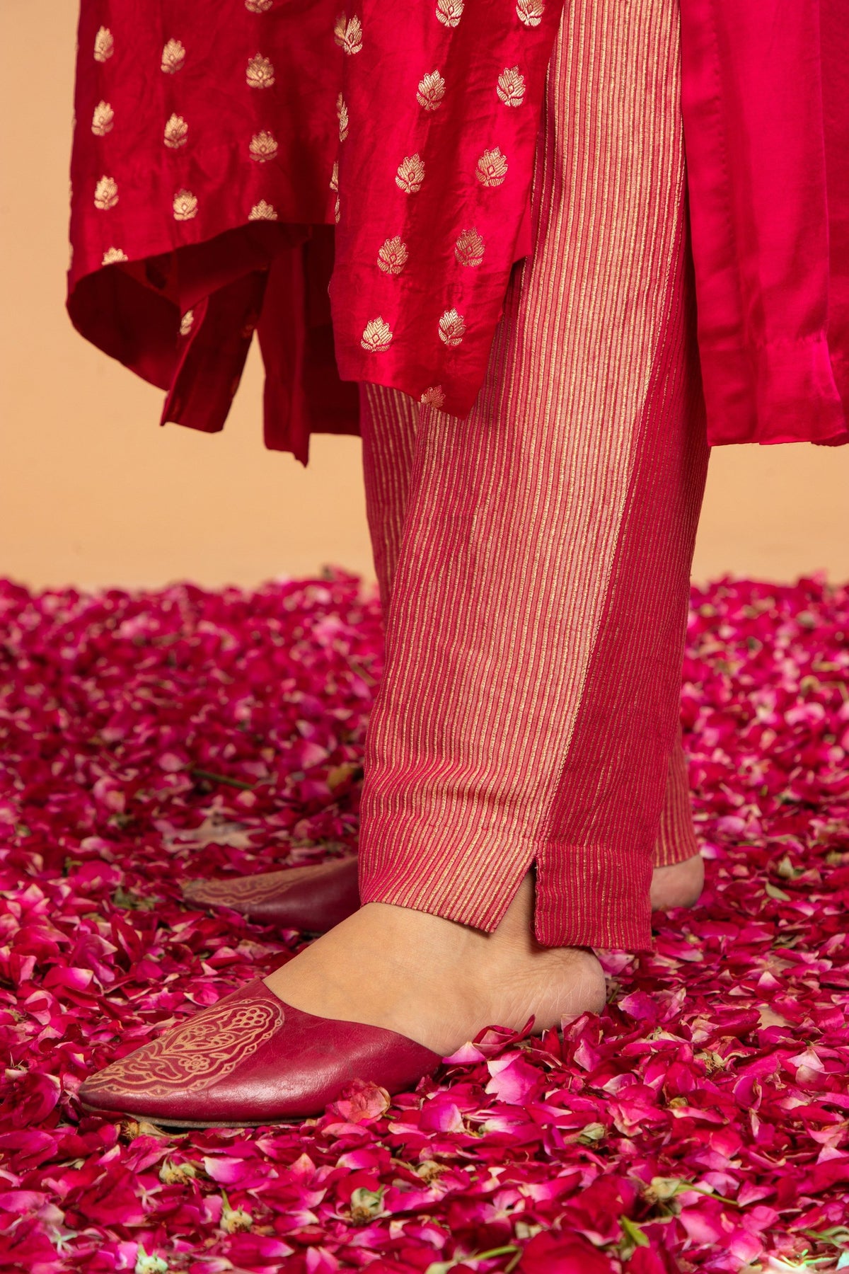 zari stripes pants in coral, image 4