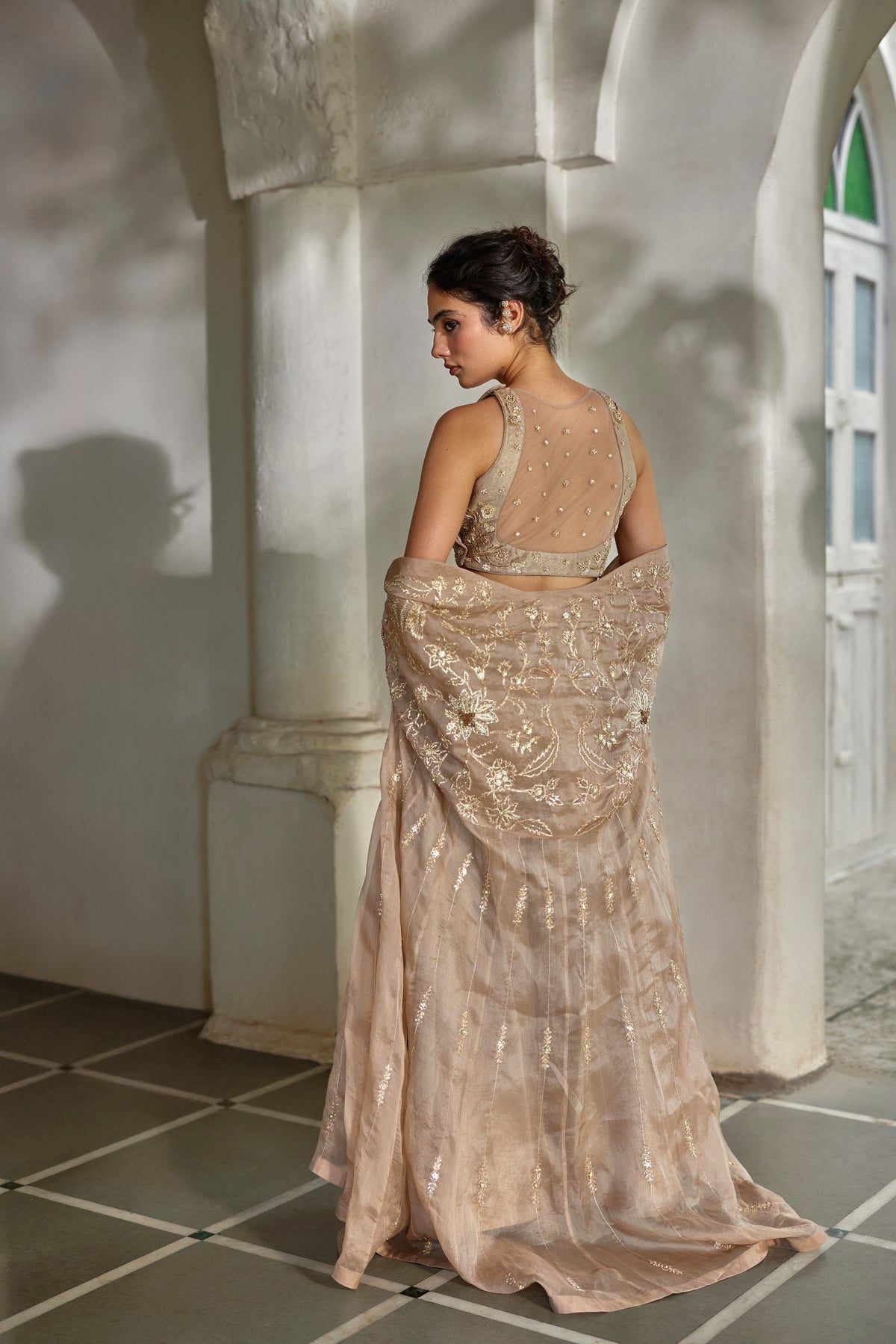 chanterelle jamavar blouse, trouser and cape set, image 4