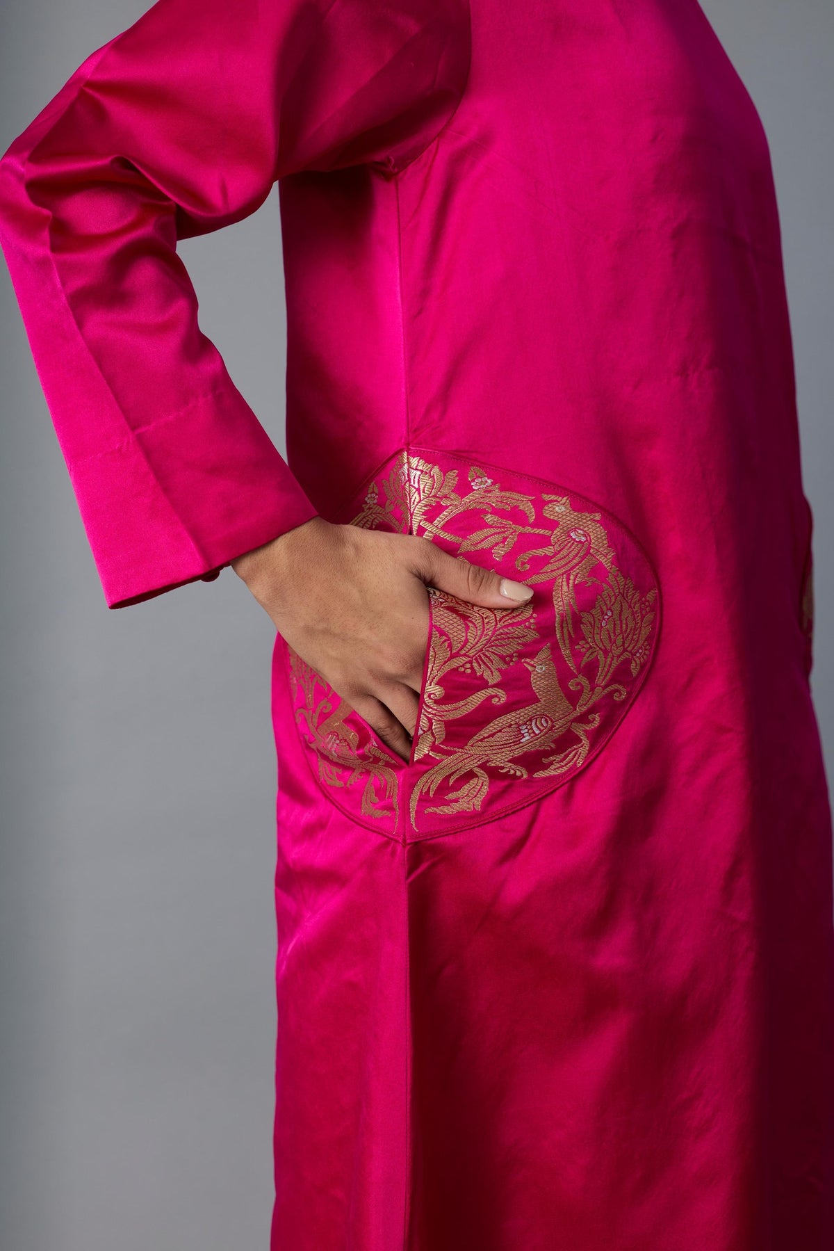geet silk kurta set in pink, image 6