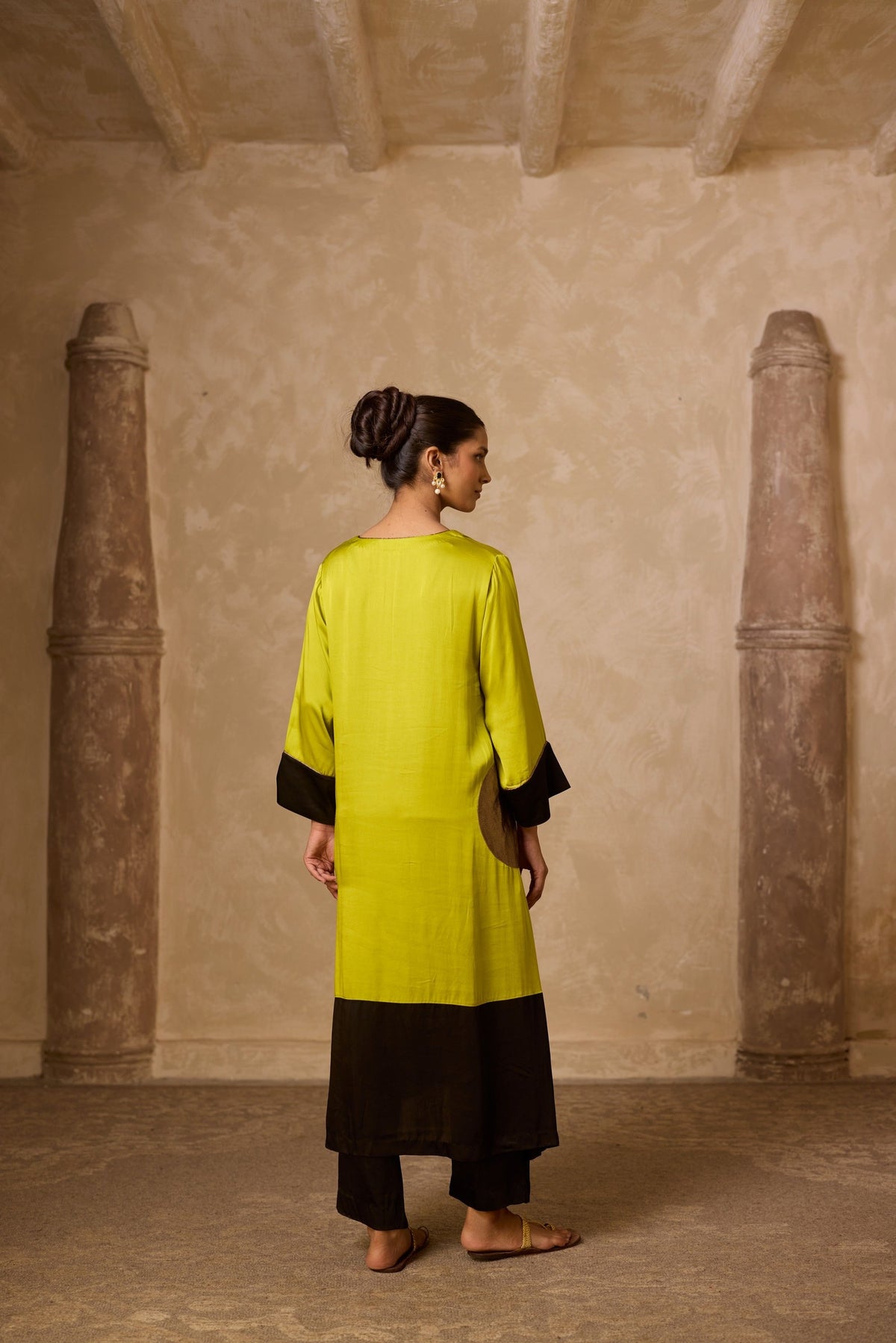 pocket heena kaftan set in lime, image 6