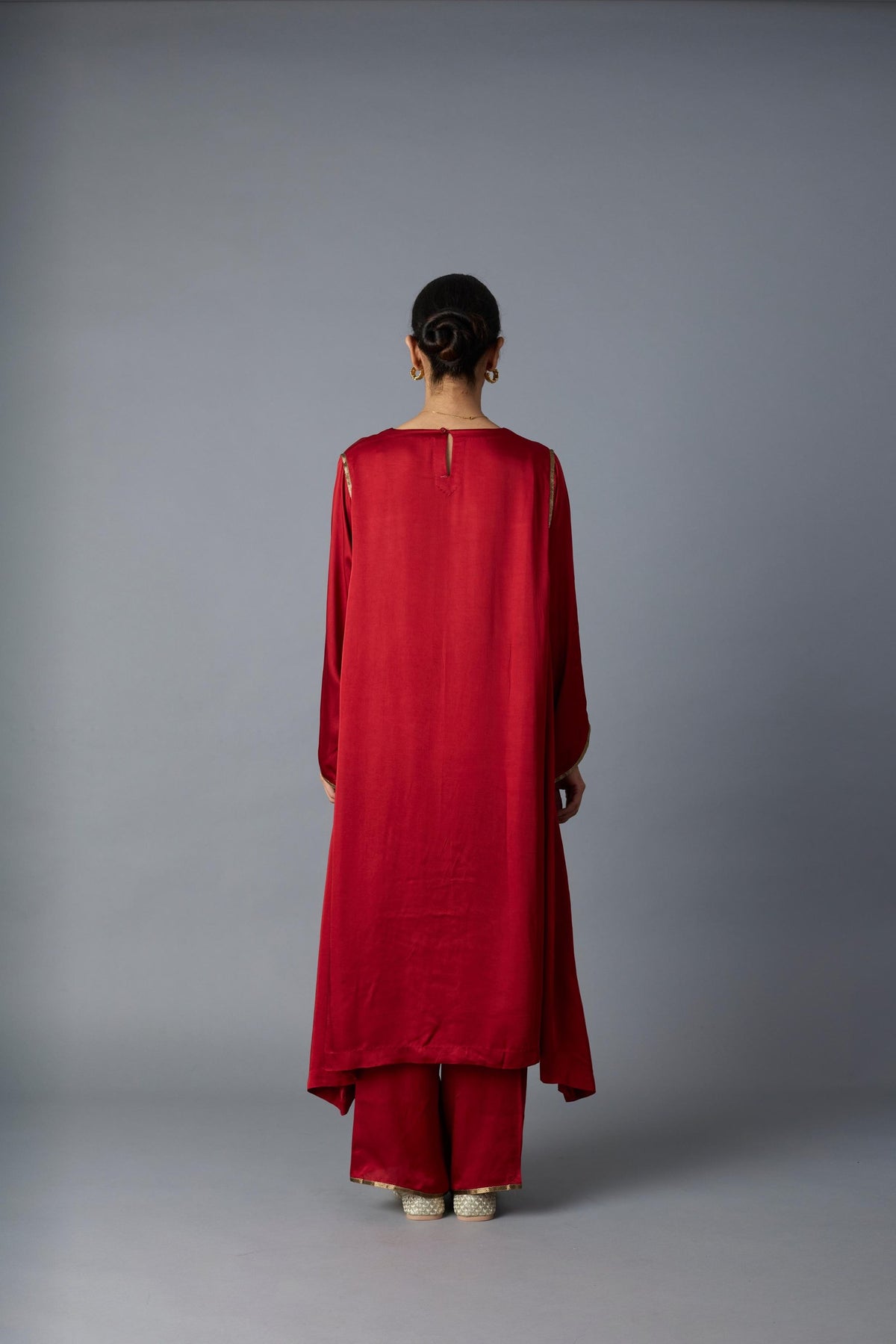 sabah kalidar kurta set in deep red, image 6