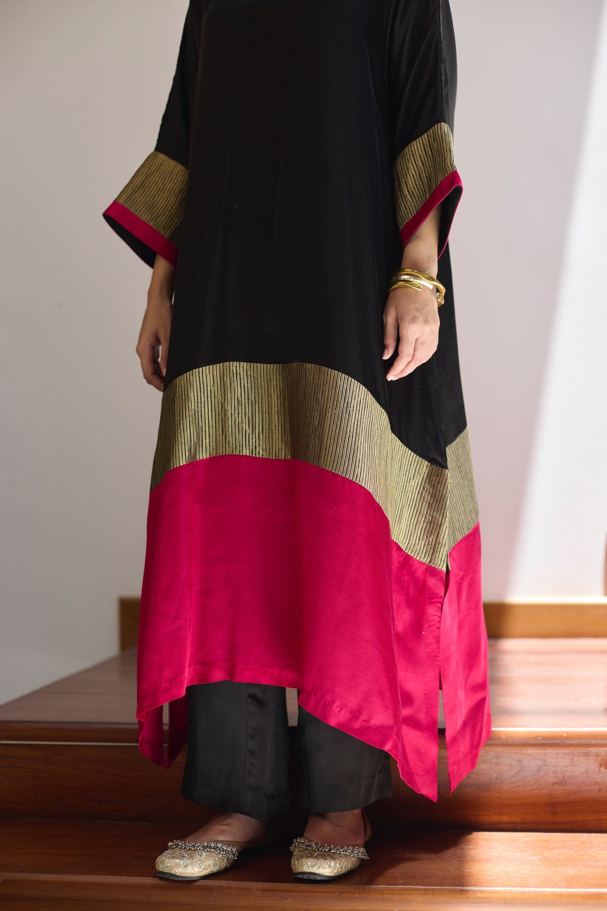 heena kaftan set in black, image 6