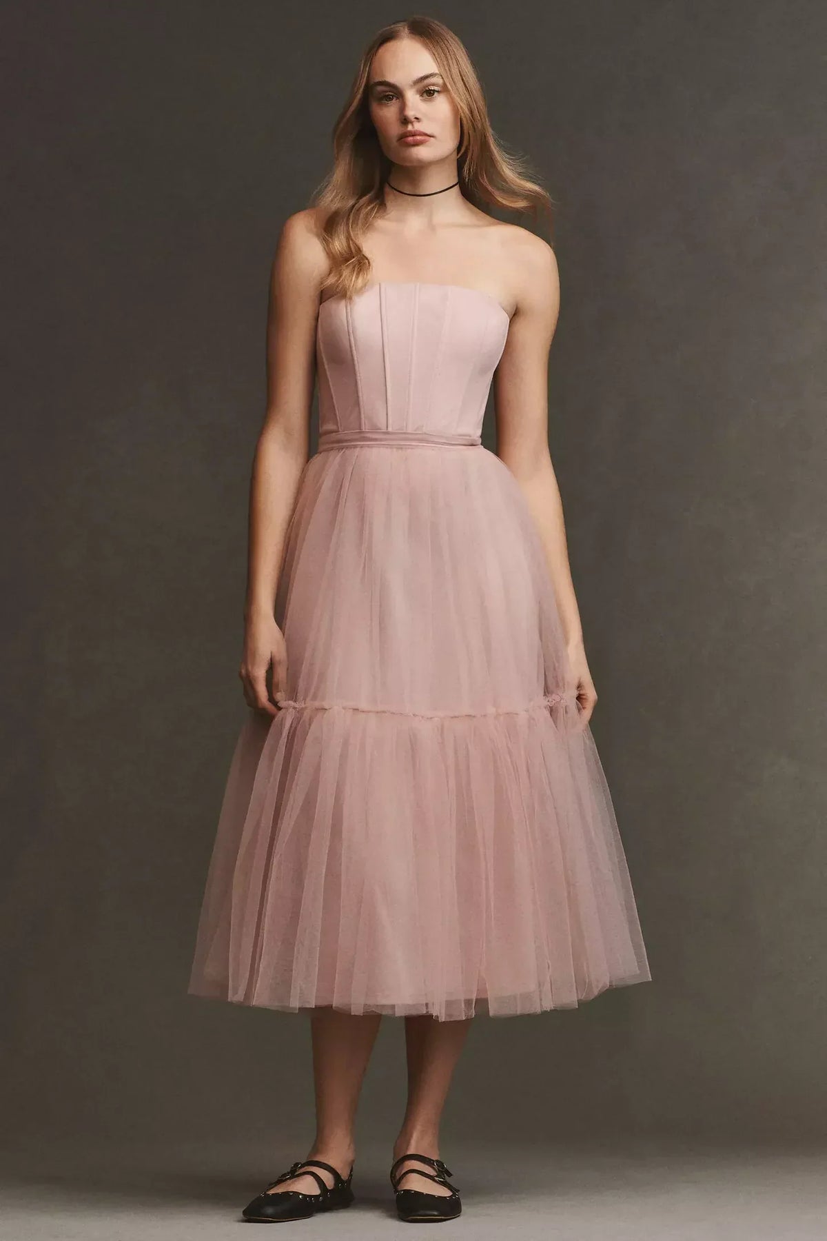 a line tulle midi dress, image 1