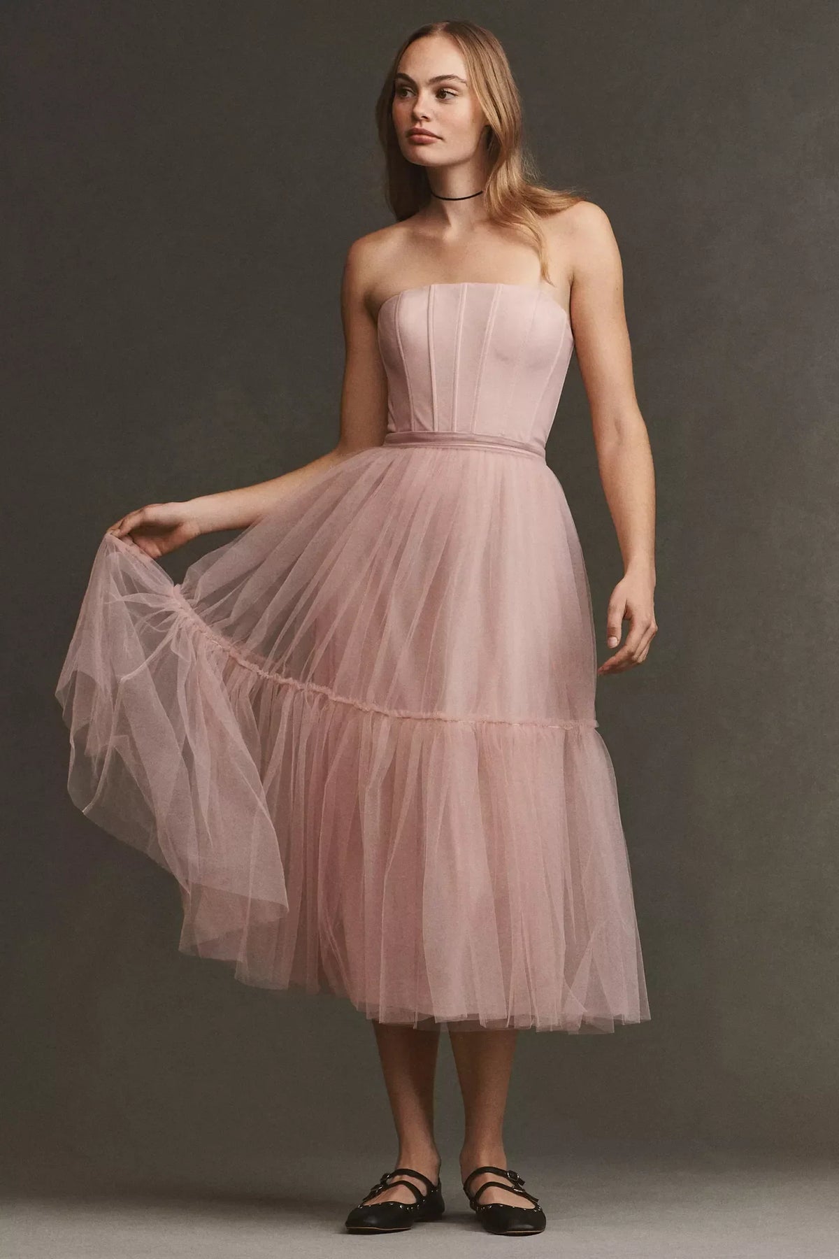 a line tulle midi dress, image 4