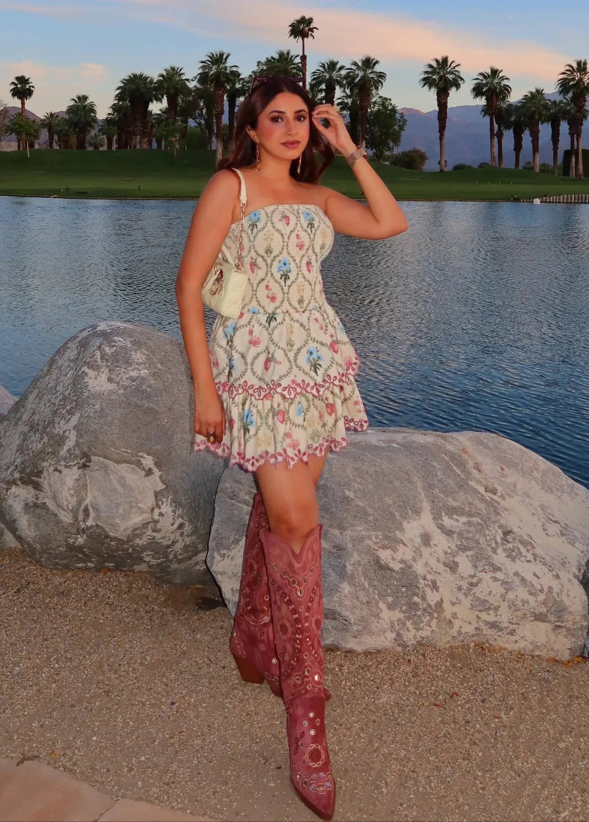 aashna shroff in apricot mini dress, image 1