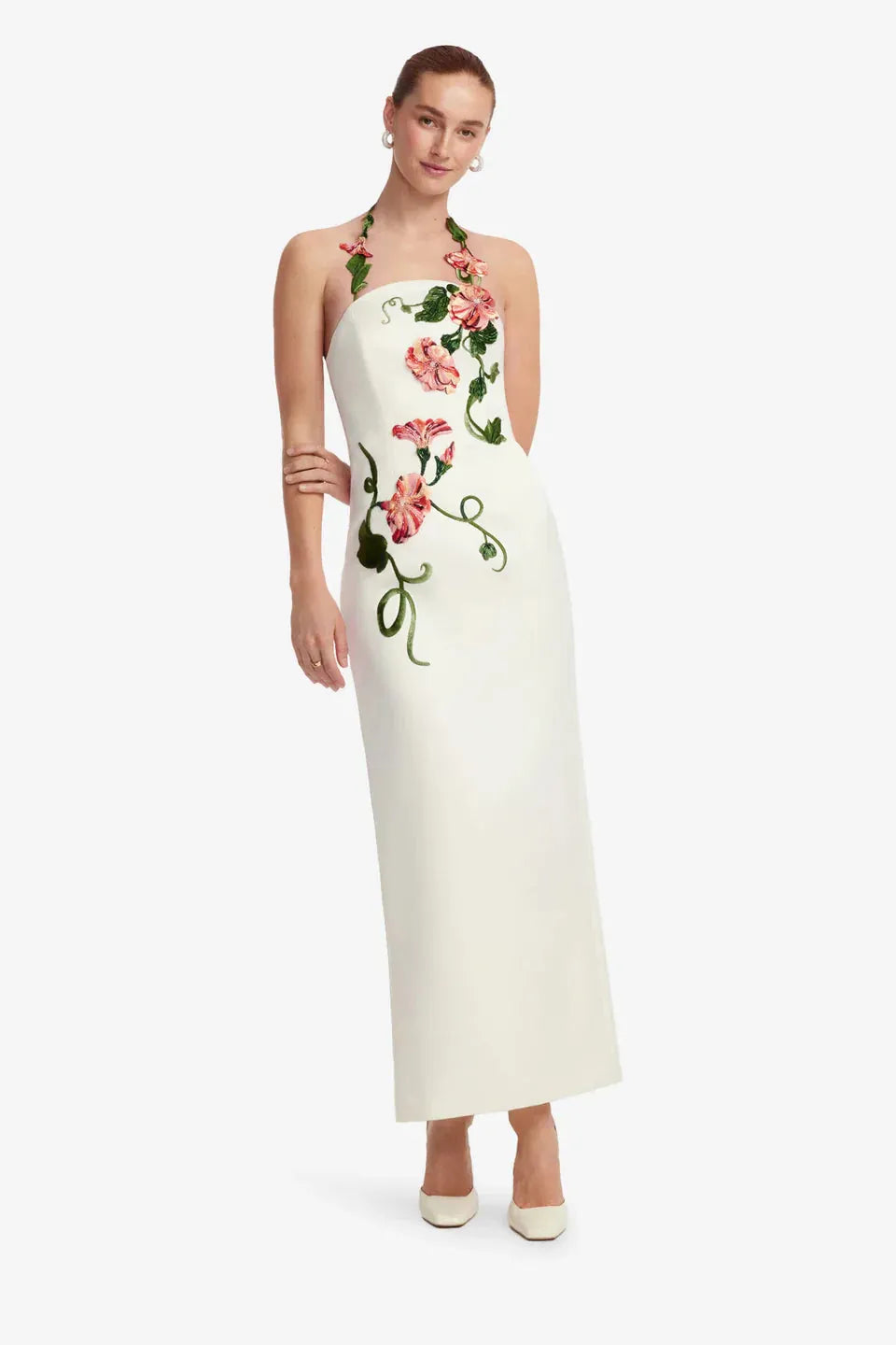 applique floral bustier maxi dress, image 1