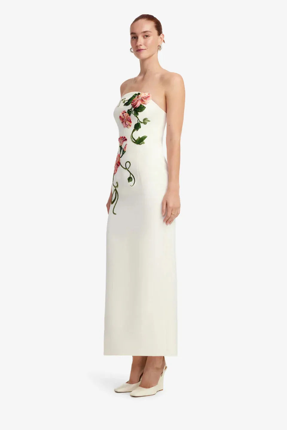 applique floral bustier maxi dress, image 4