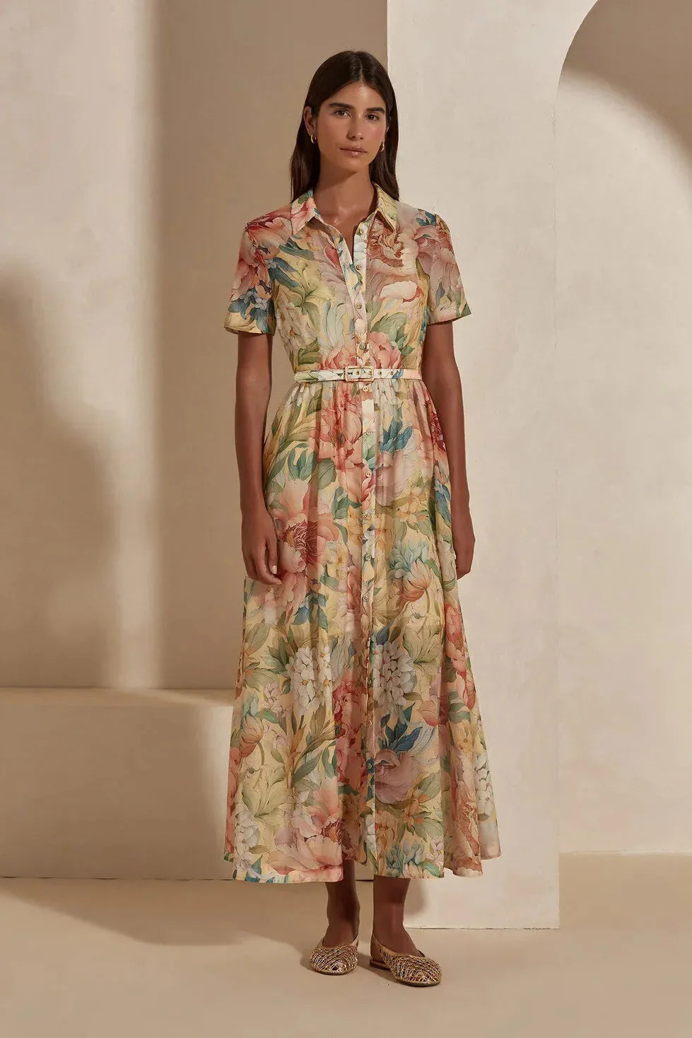 apricot blush fit and flare dress, image 1