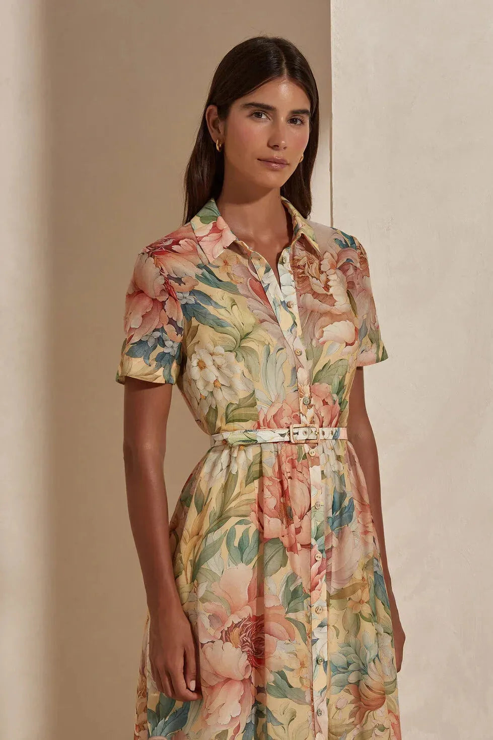 apricot blush fit and flare dress, image 3