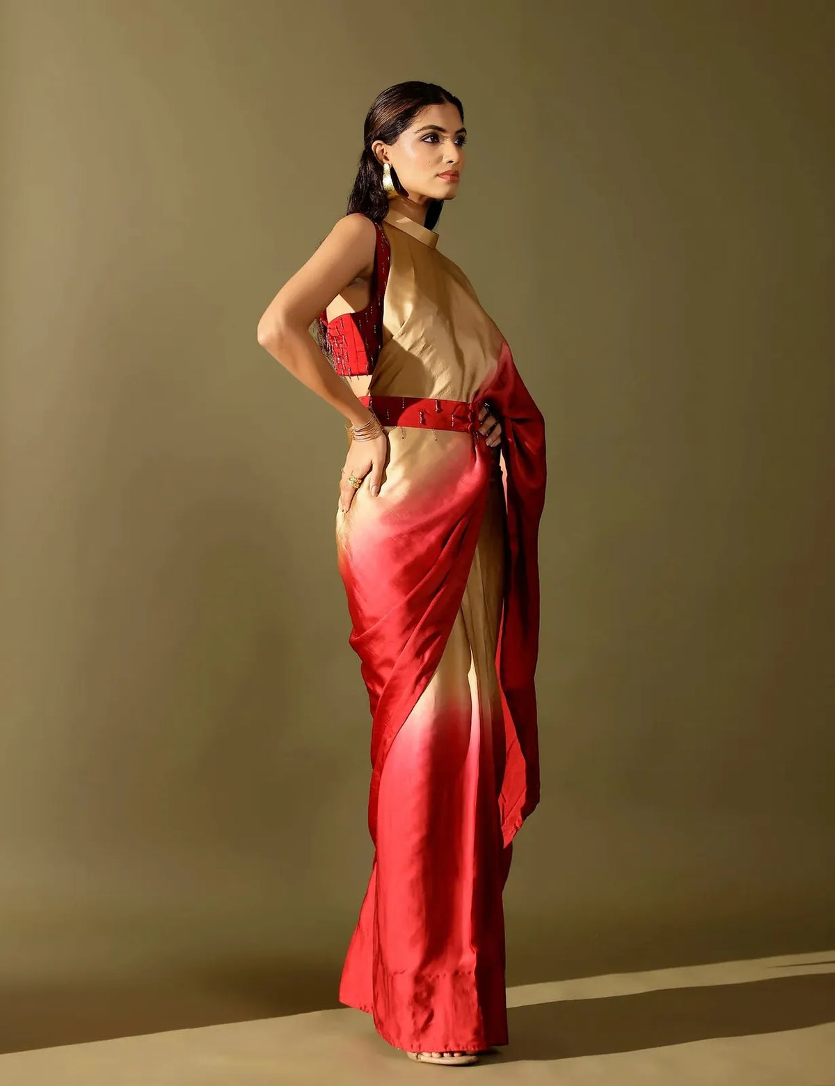 basale collar pallu saree, image 2