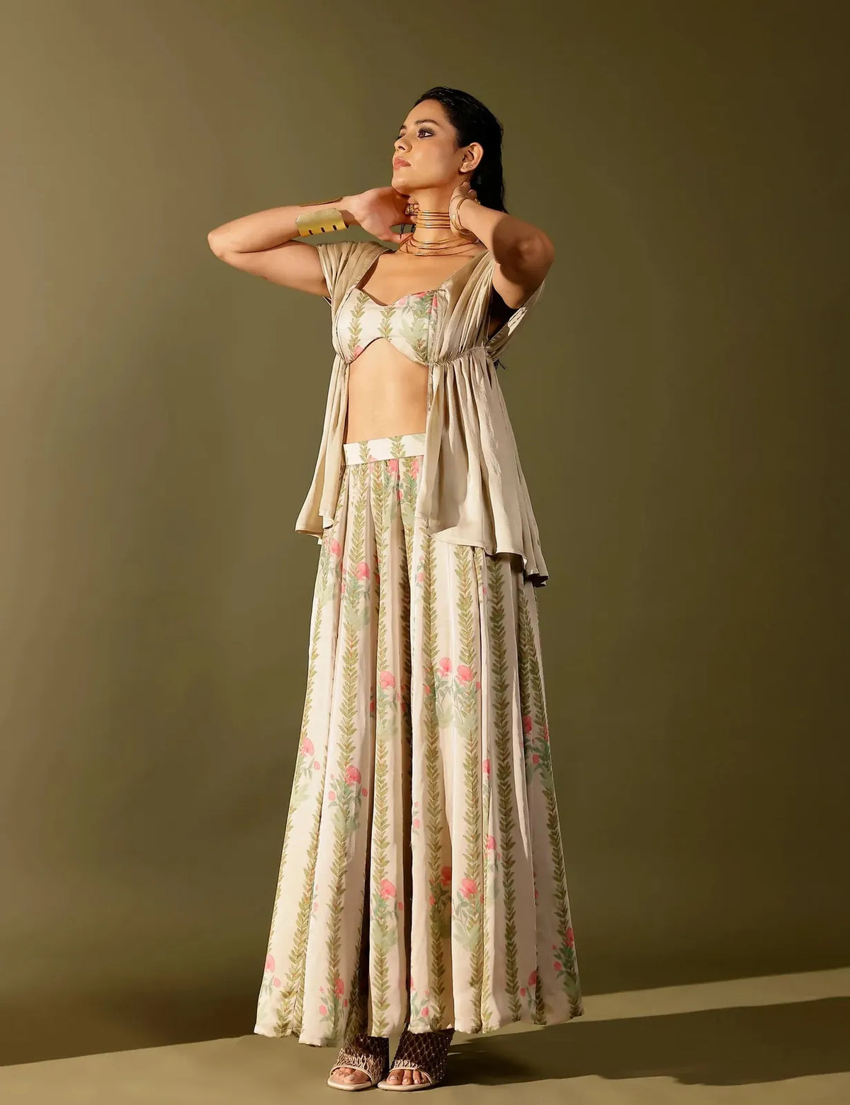 bel draped blouse paired with kalidar skirt, image 2