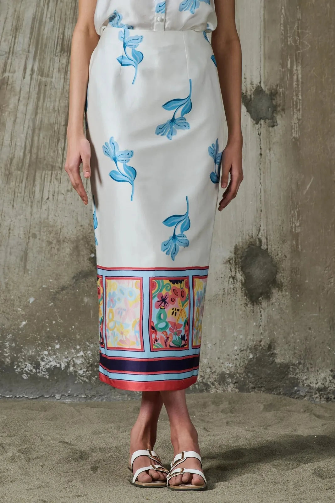 blooming edge straight midi skirt, image 1
