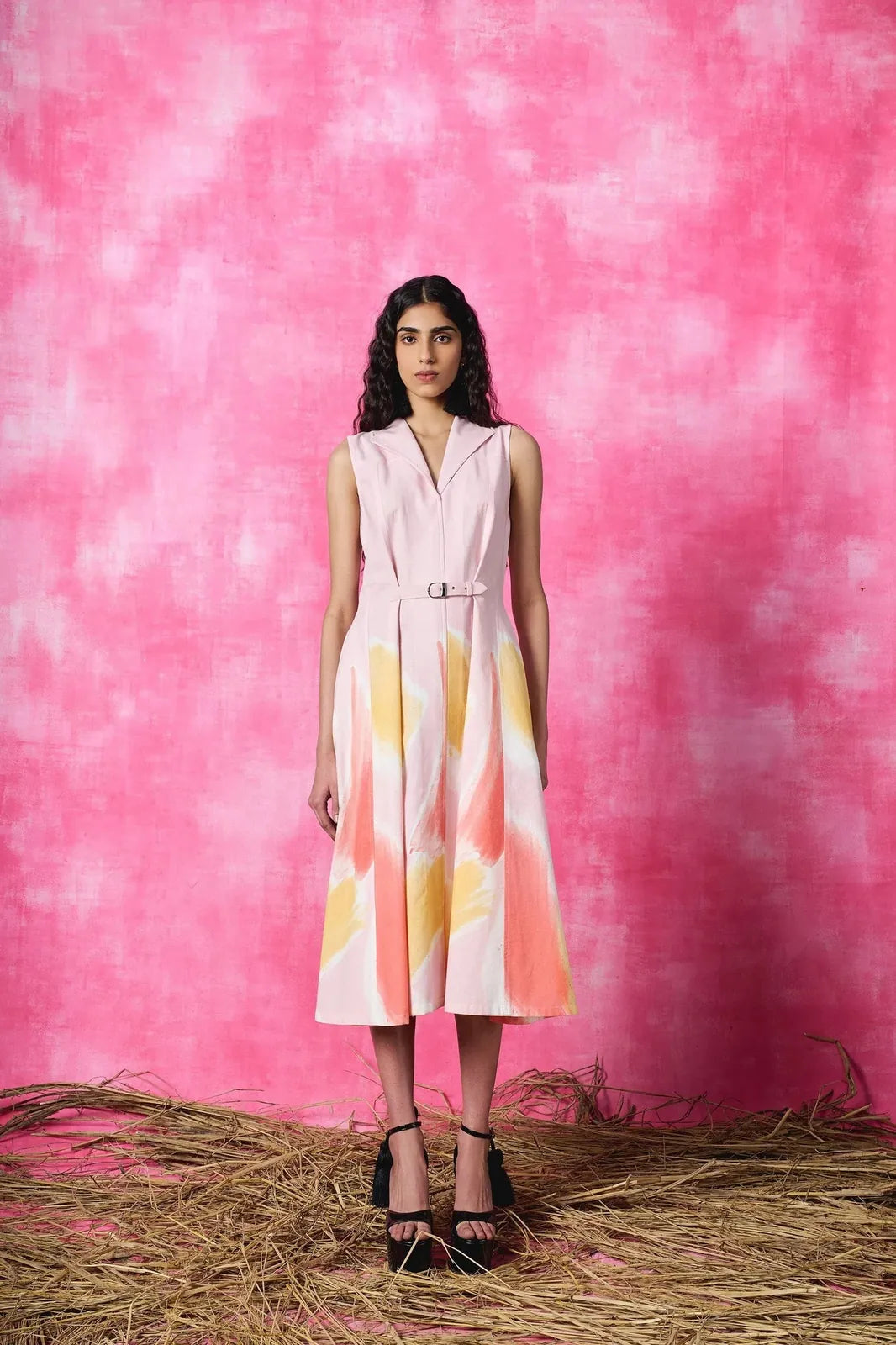 blush pop belted dress, image 1