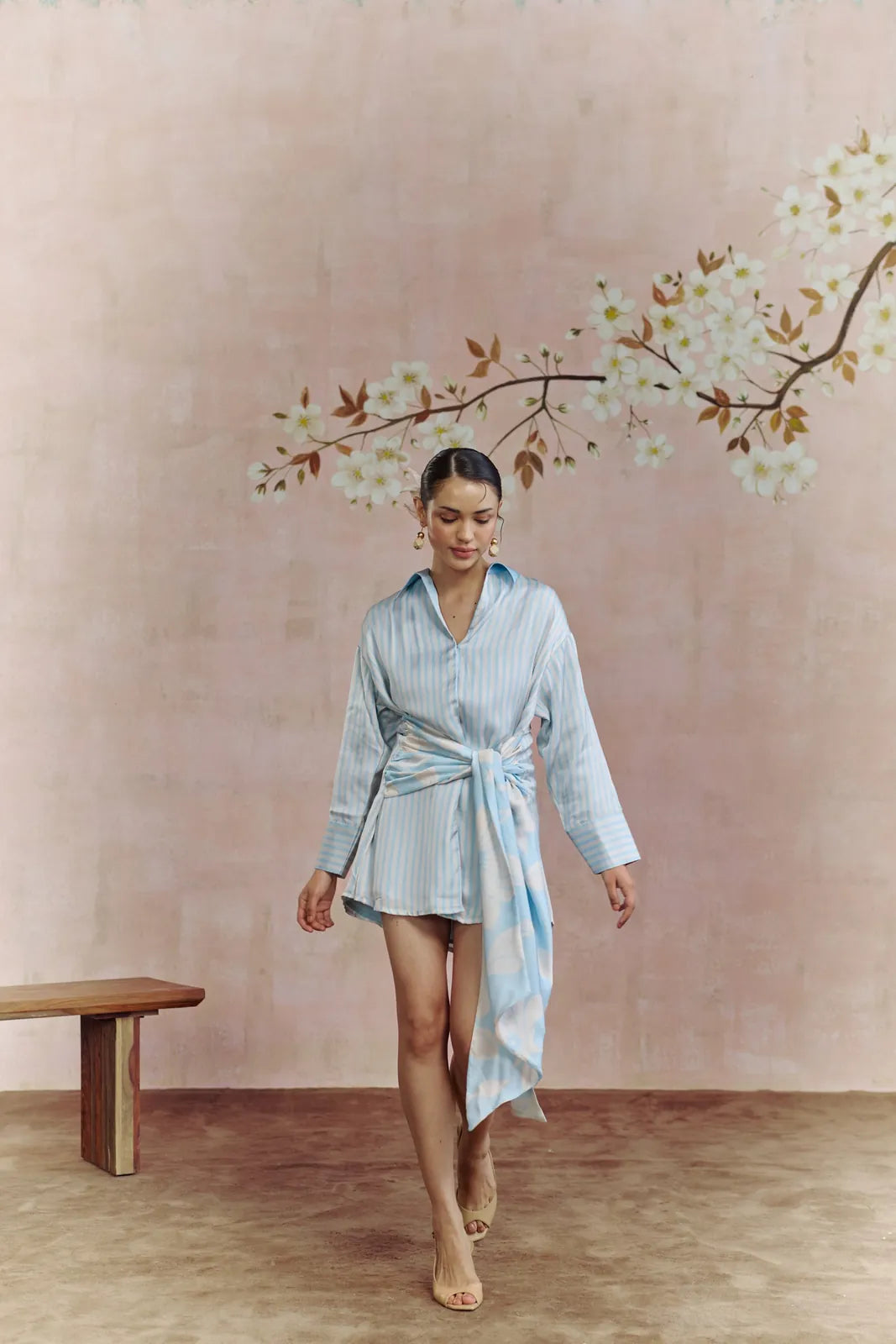 coastal stripe shirt dress, image 1