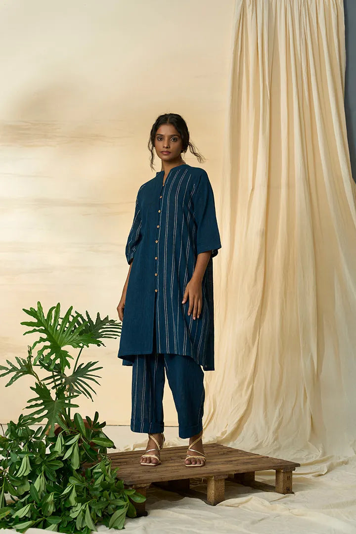 cobalt kala cotton long shirt & trousers set, image 1