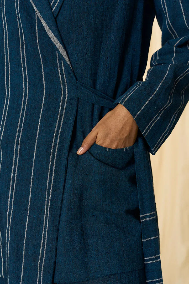 cobalt kala cotton tie up blazer, image 4
