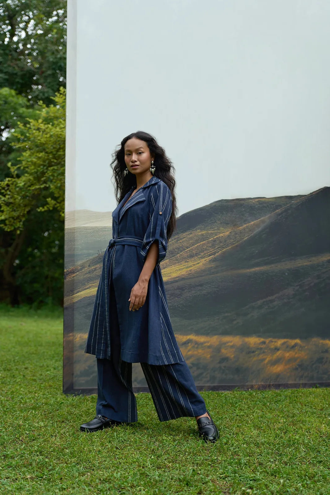 cobalt trench overlay & pants set, image 2