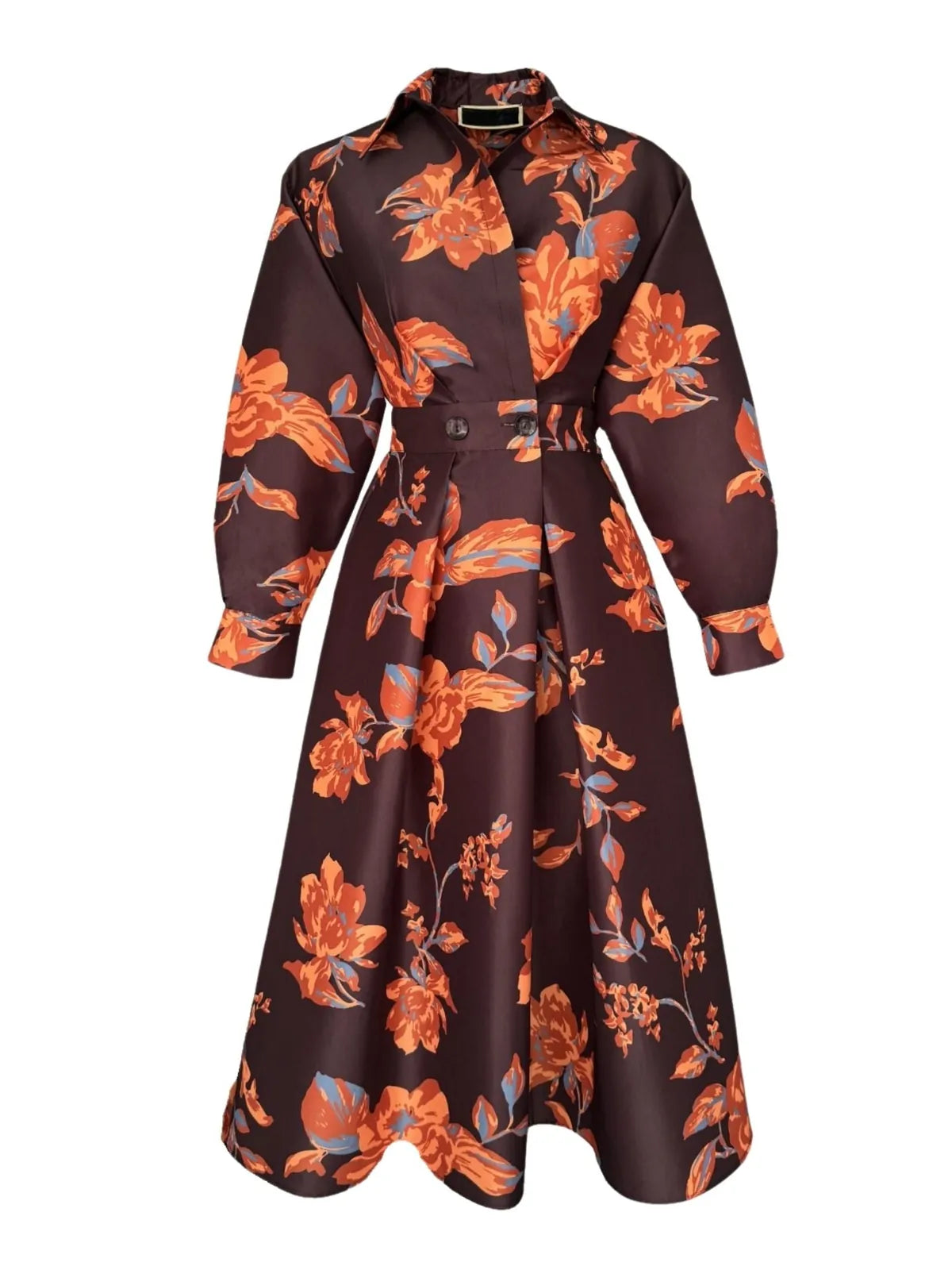 crimson bloom shirt midi dress, image 3