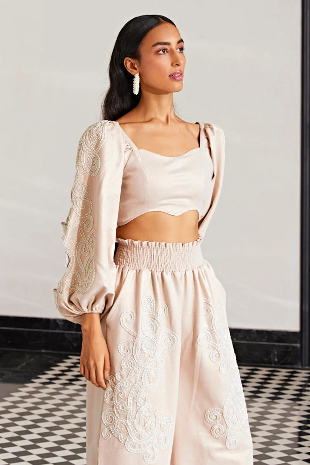 embellished co-ord set with sleeve cutout, image 2