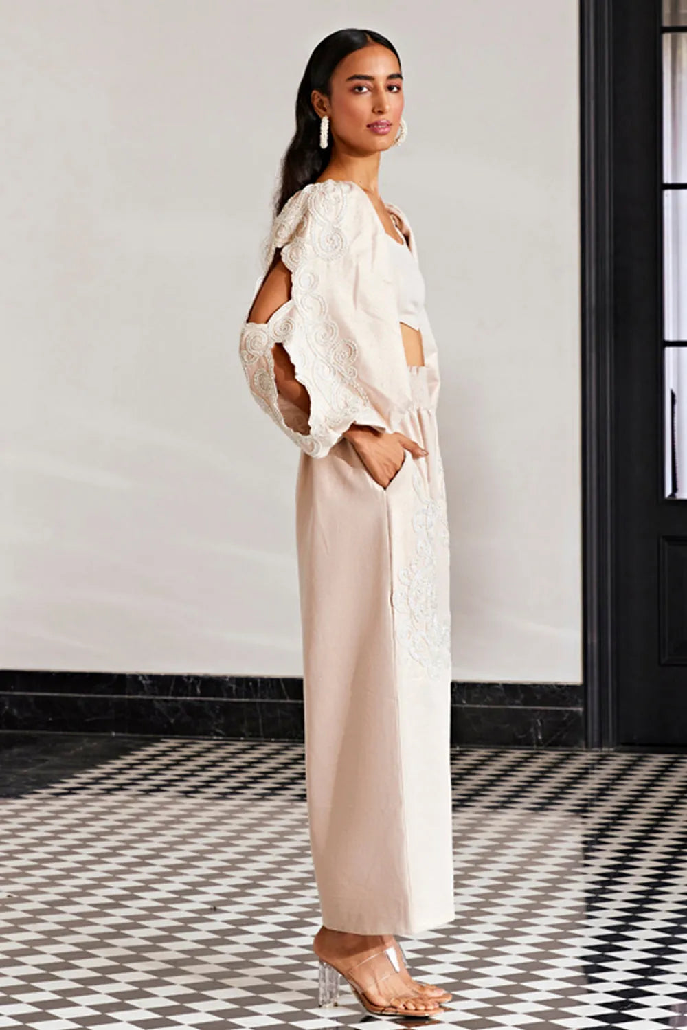 embellished co-ord set with sleeve cutout, image 4