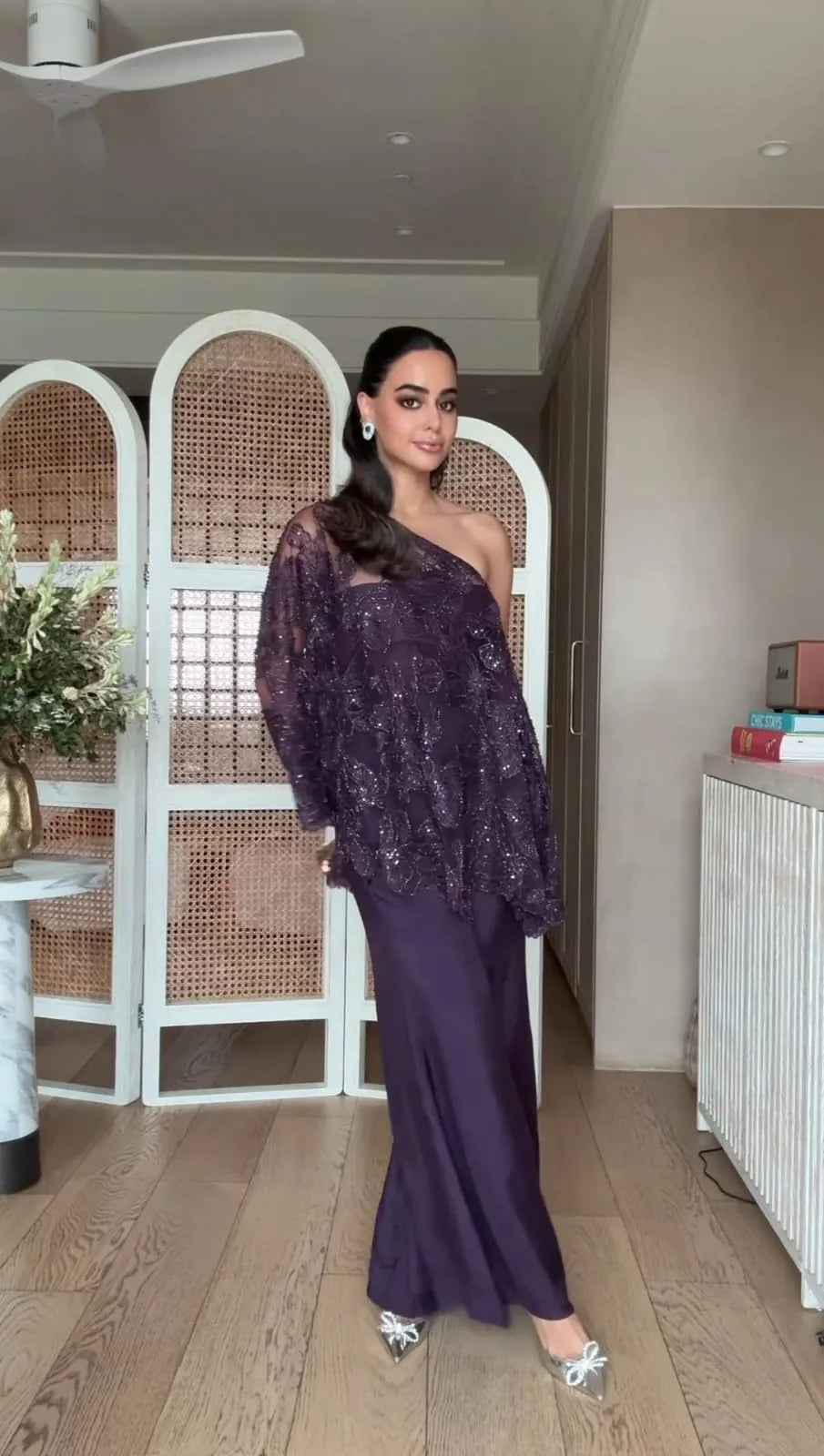 embroidered one shoulder coord, image 1