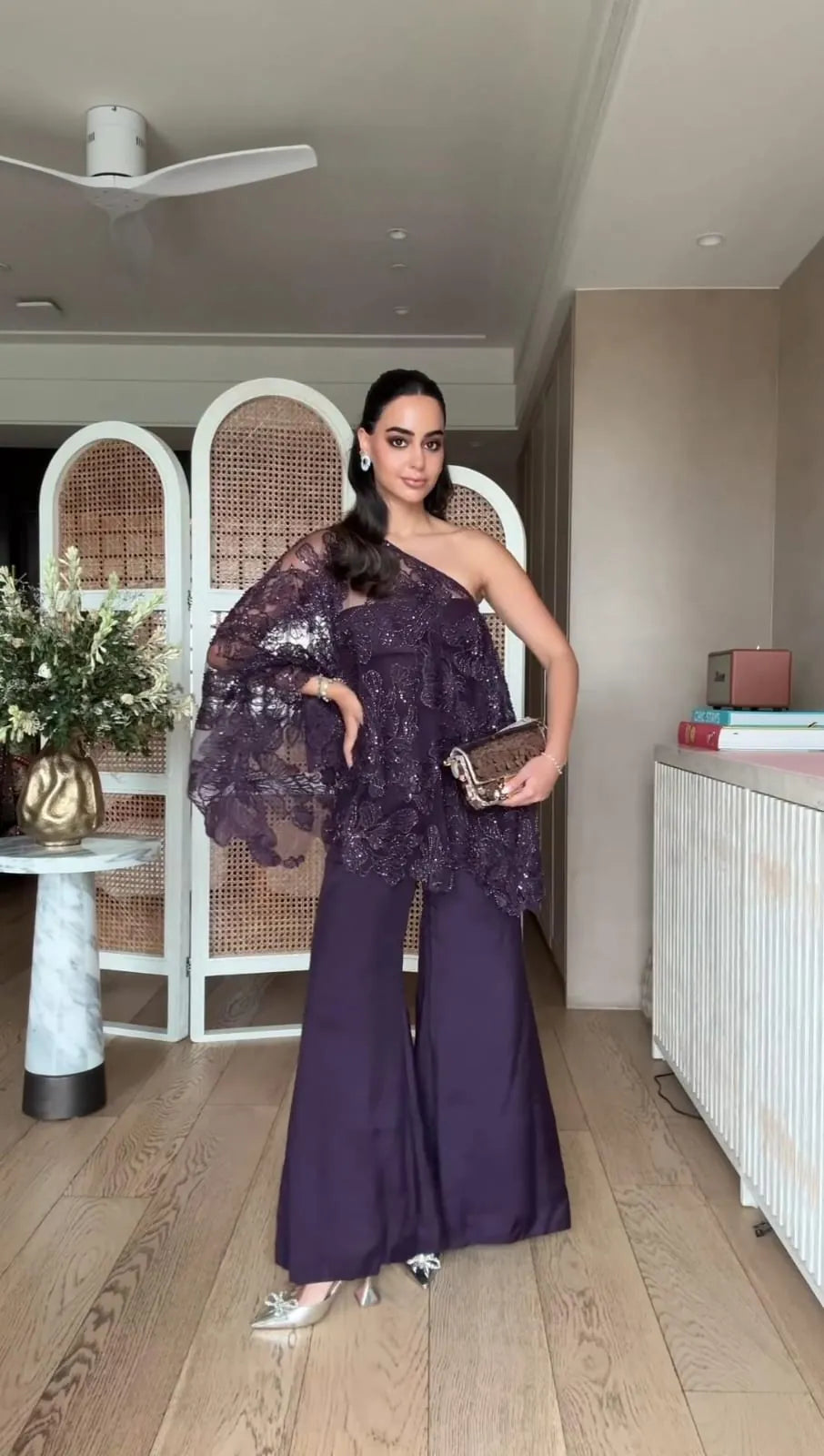 embroidered one shoulder coord, image 2