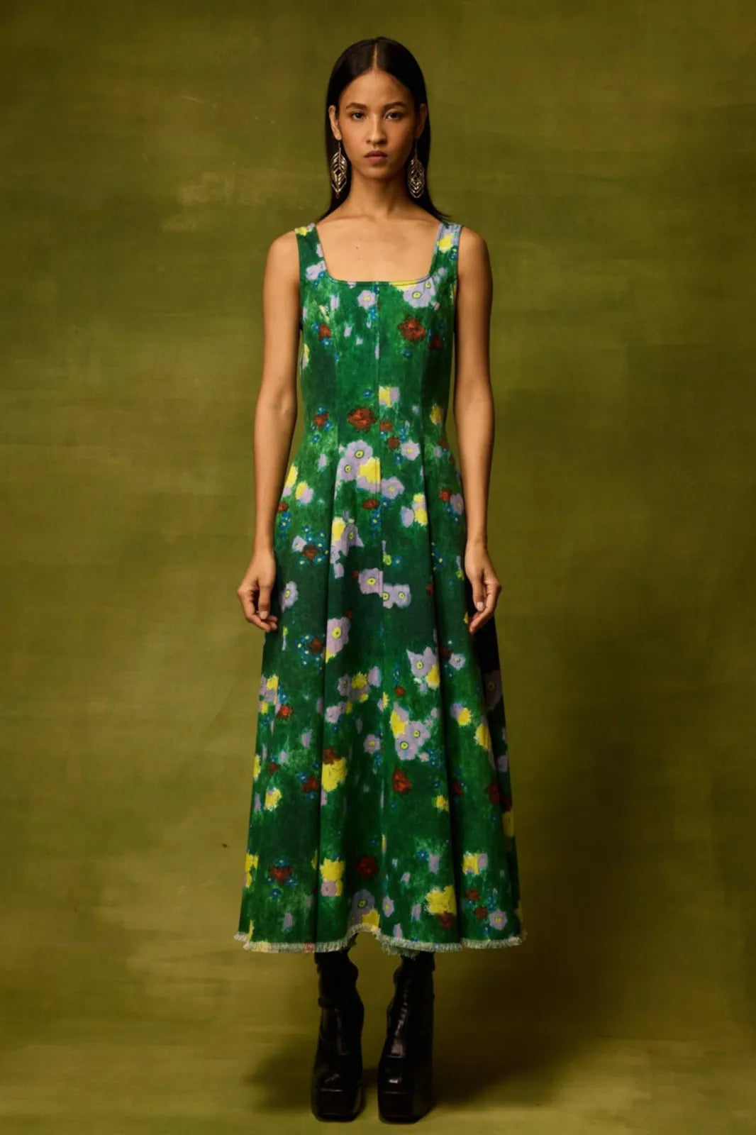emerald bloom midi dress, image 1
