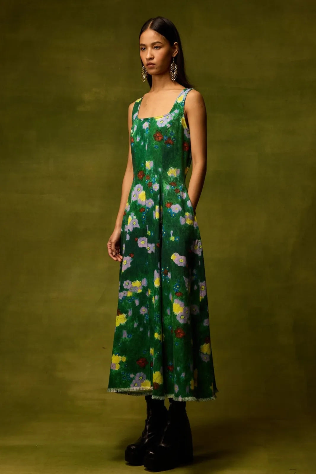 emerald bloom midi dress, image 5