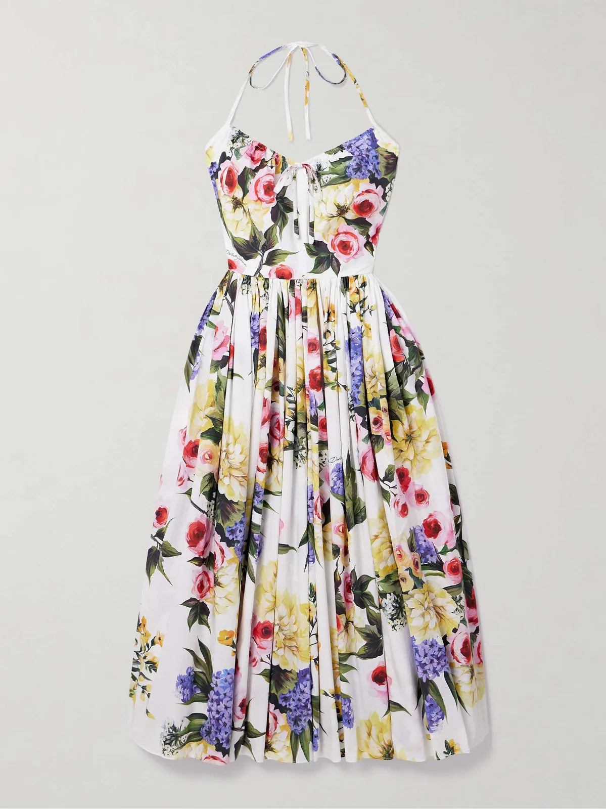floral poplin halterneck midi dress, image 3