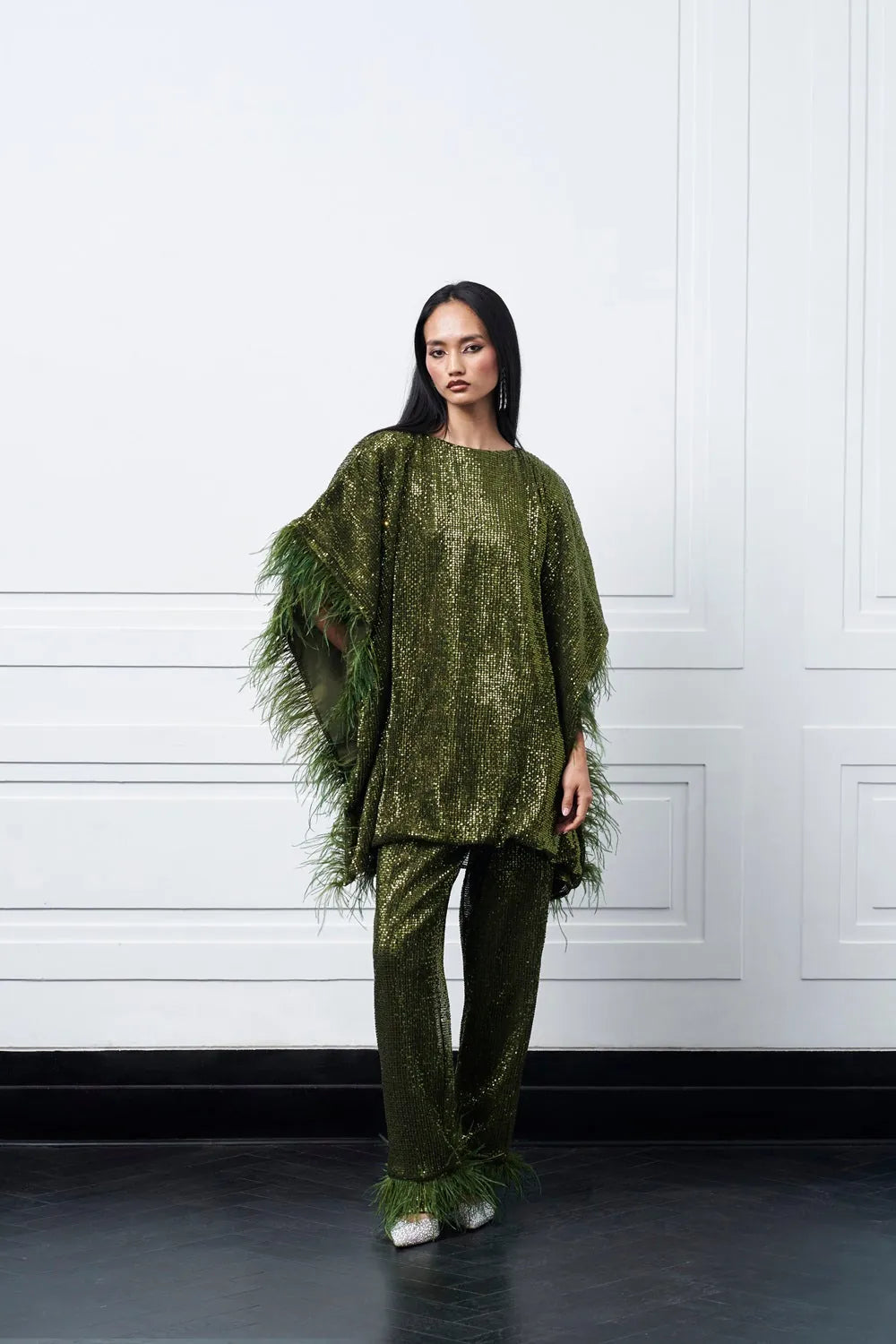 hugo kaftaan set in green, image 1
