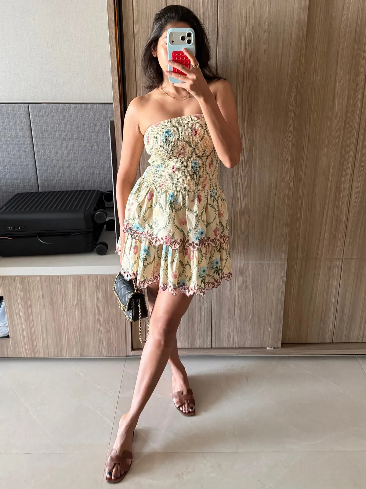 isha sutaria in apricot mini dress, image 1