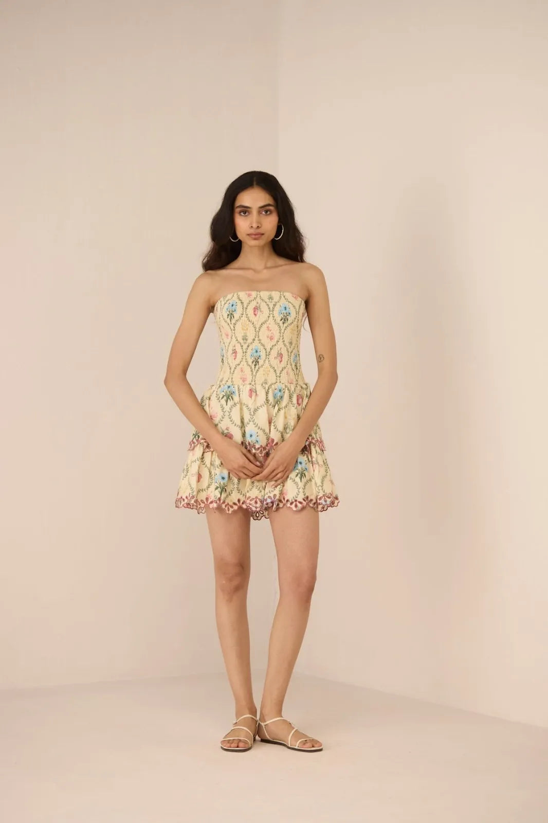 isha sutaria in apricot mini dress, image 5