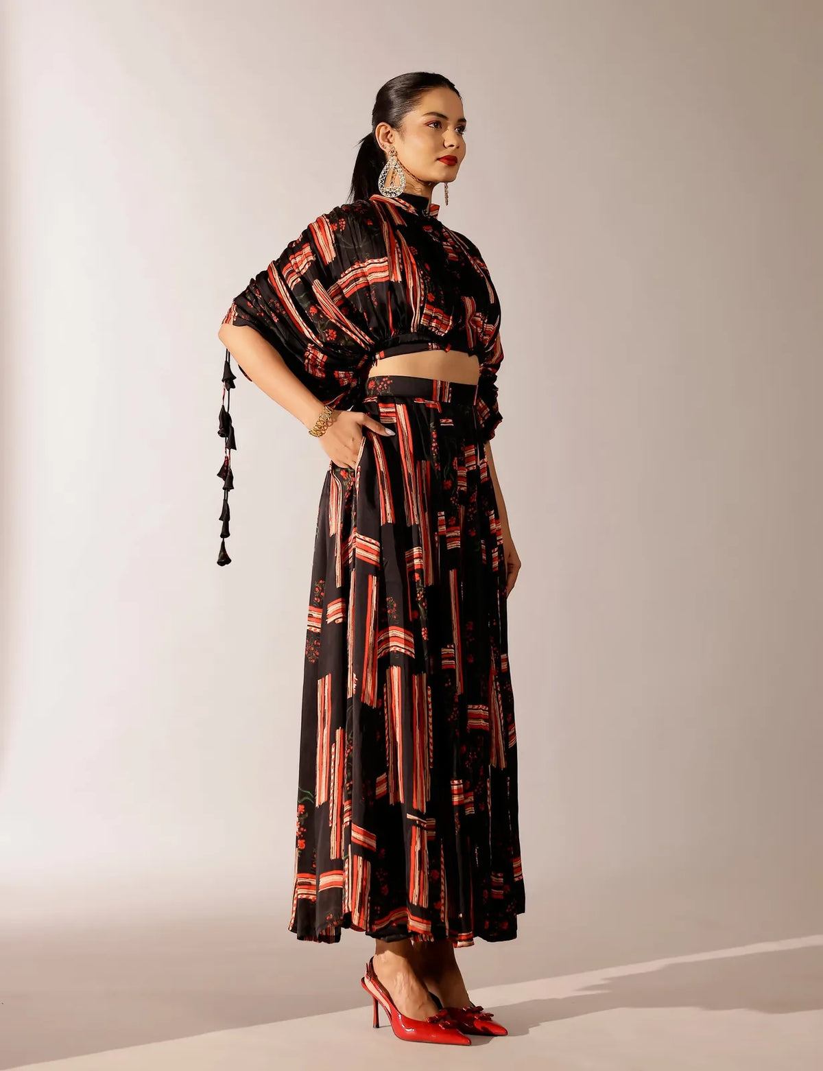 johri kalidar skirt with draped jacket and bustier, image 2