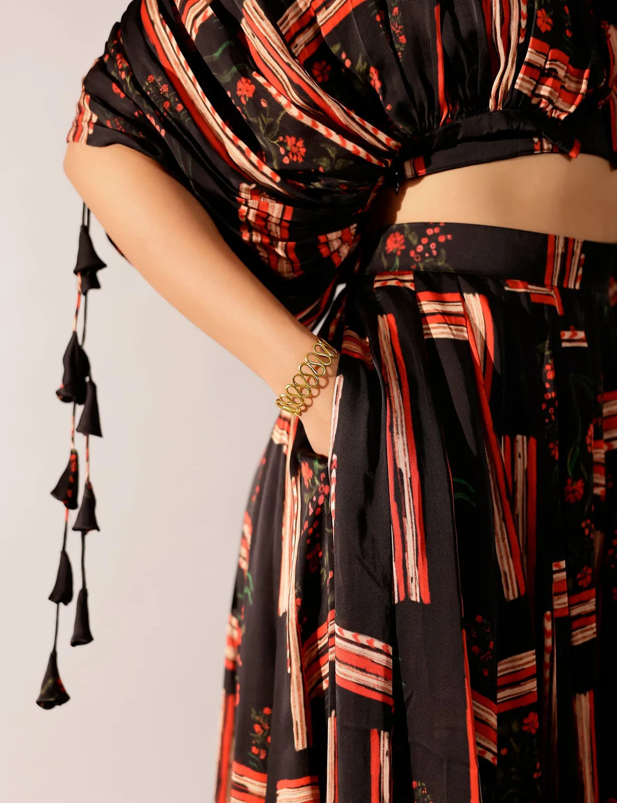 johri kalidar skirt with draped jacket and bustier, image 4