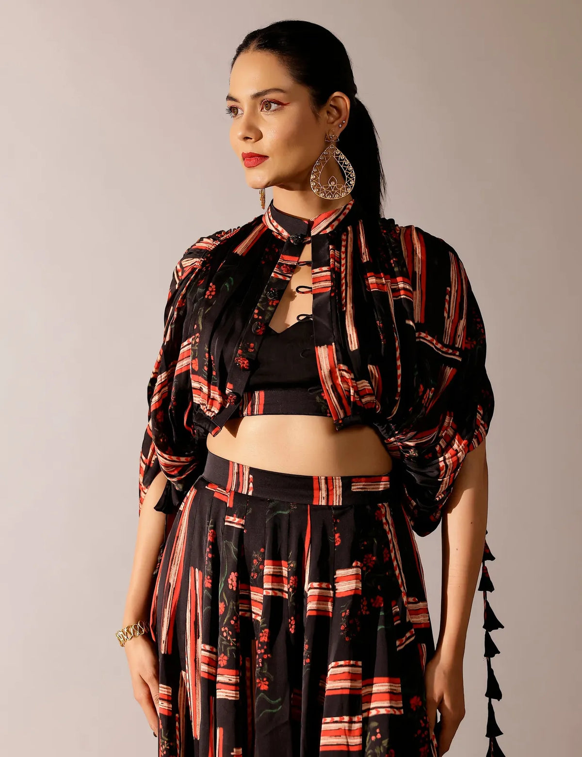 johri kalidar skirt with draped jacket and bustier, image 5