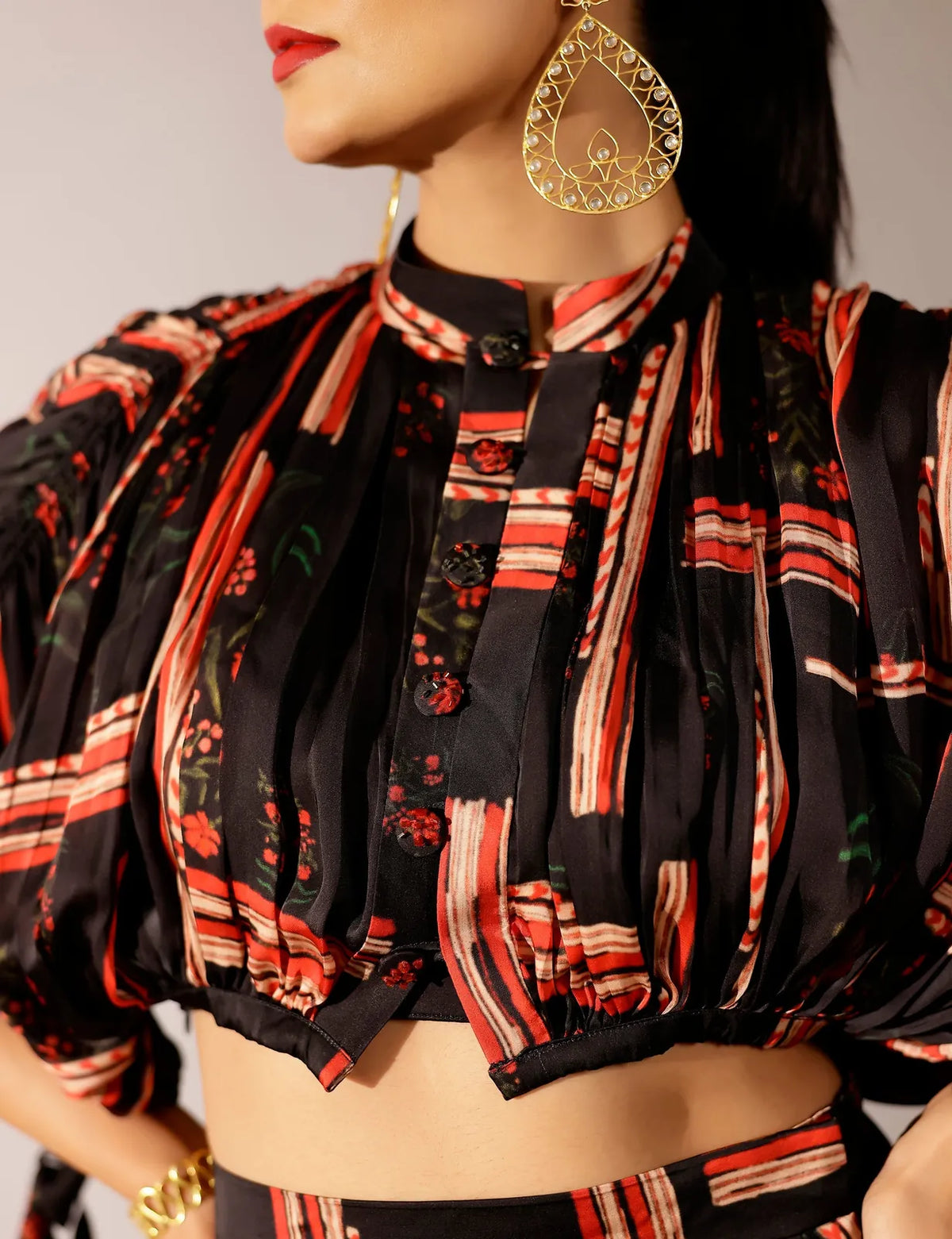 johri kalidar skirt with draped jacket and bustier, image 9